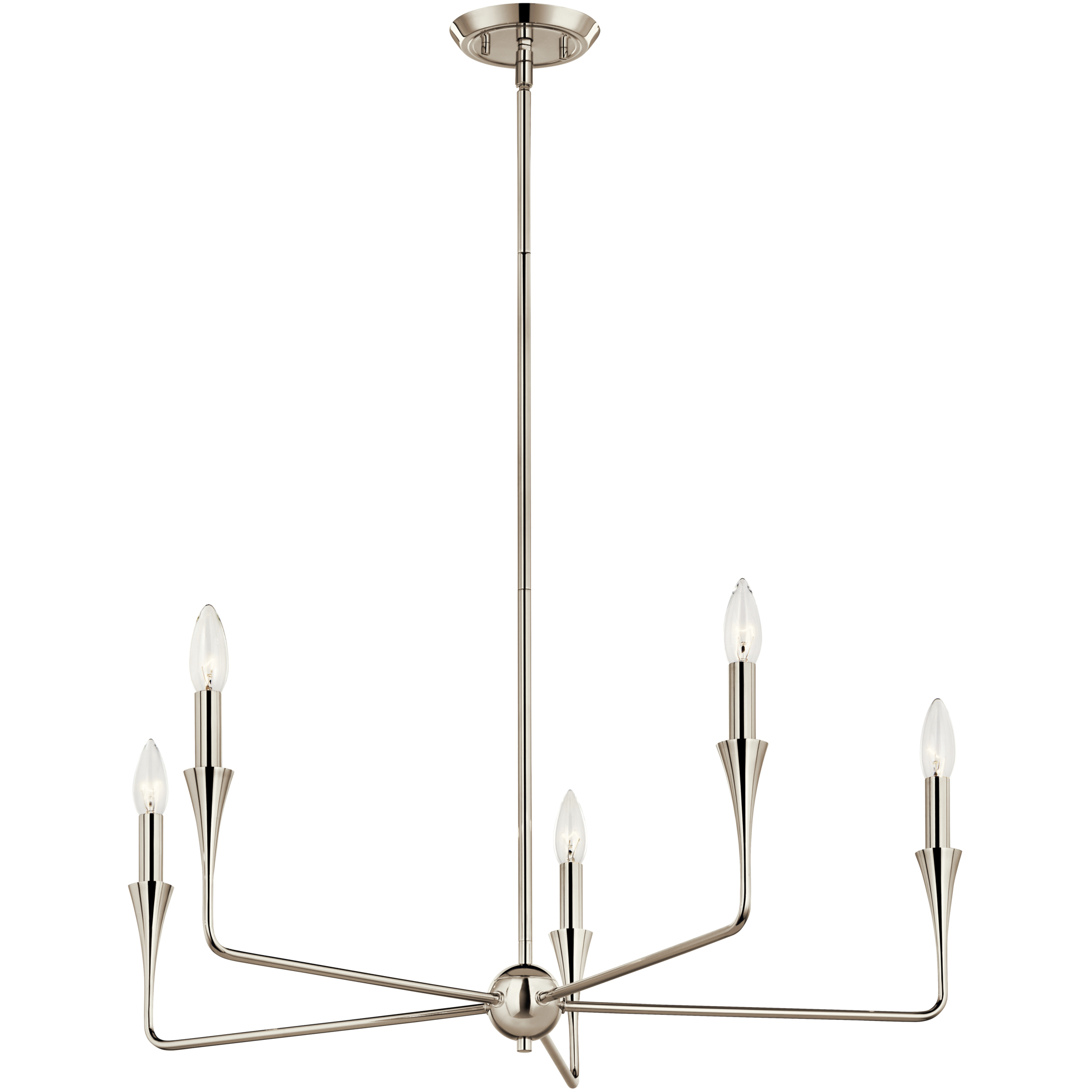 Alvaro 5 Light Polished Nickel Chandelier Ceiling Light, 1 Tier Small