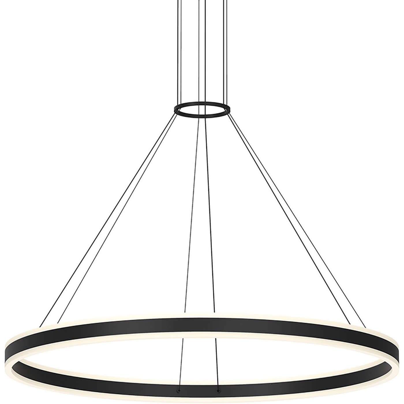 Double Corona LED 47.25 inch Satin Black Pendant Ceiling Light in Standard Suspension