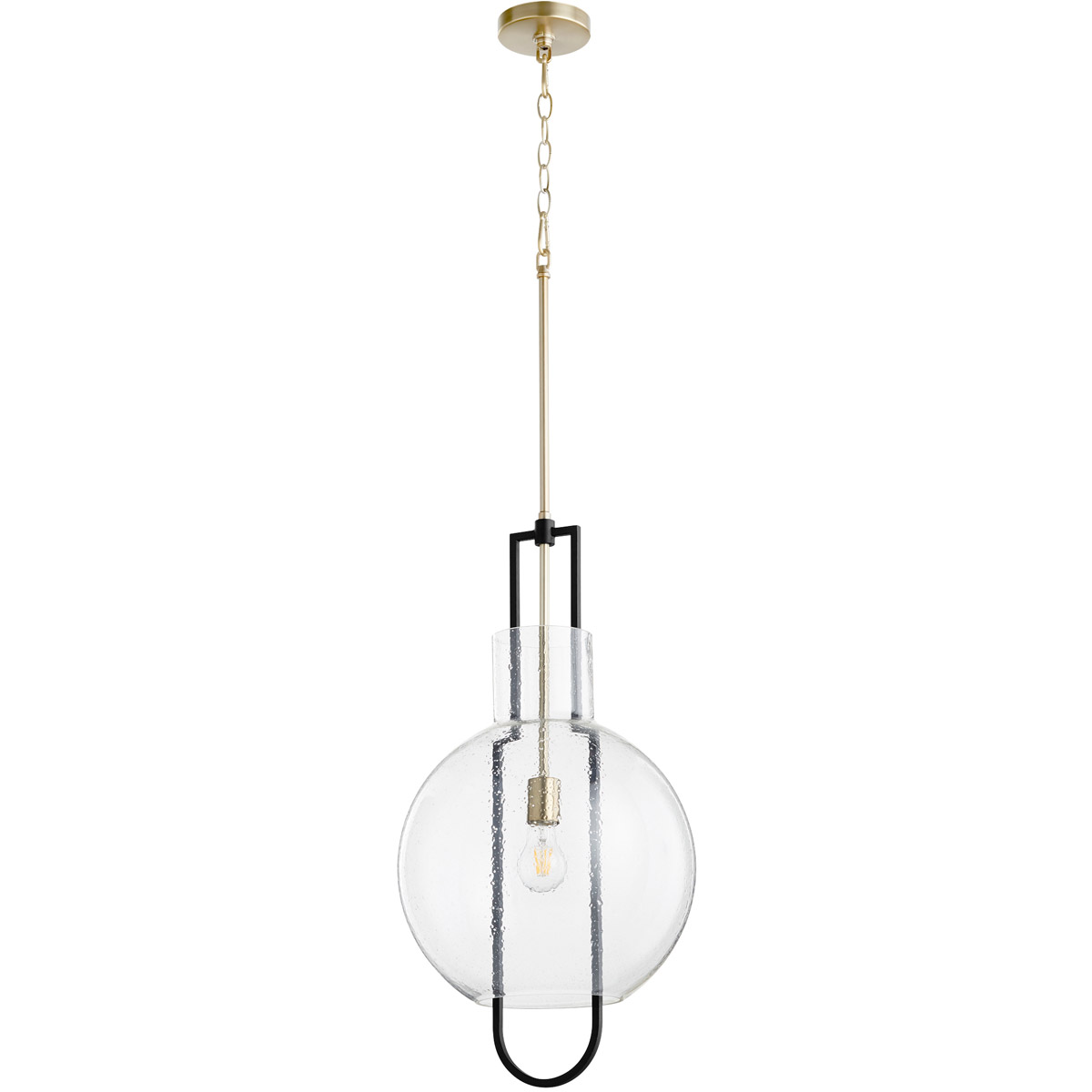 Fort Worth 1 Light 14 inch Noir and Aged Brass Pendant Ceiling Light