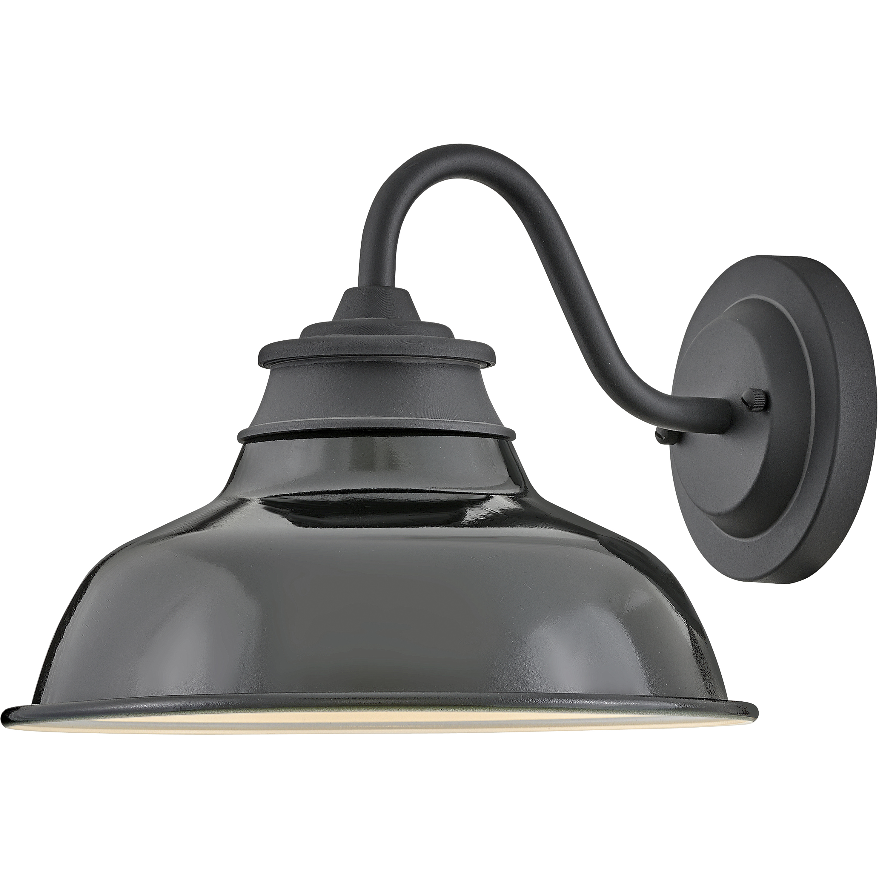 Wallace Outdoor Barn Light in Museum Black with Gloss Black, Gooseneck