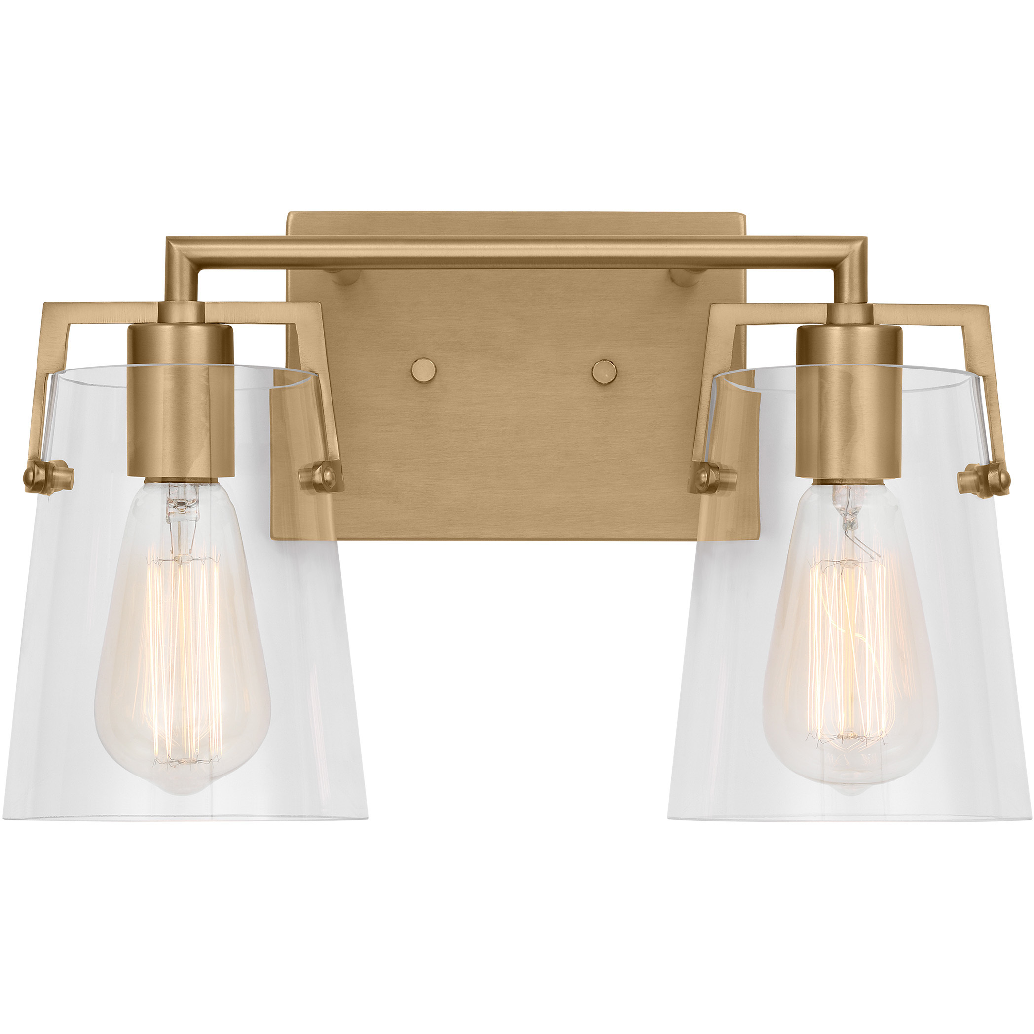 Drew & Jonathan Crofton 2 Light 14.63 inch Satin Brass Wall Bath Fixture Wall Light in Clear Glass