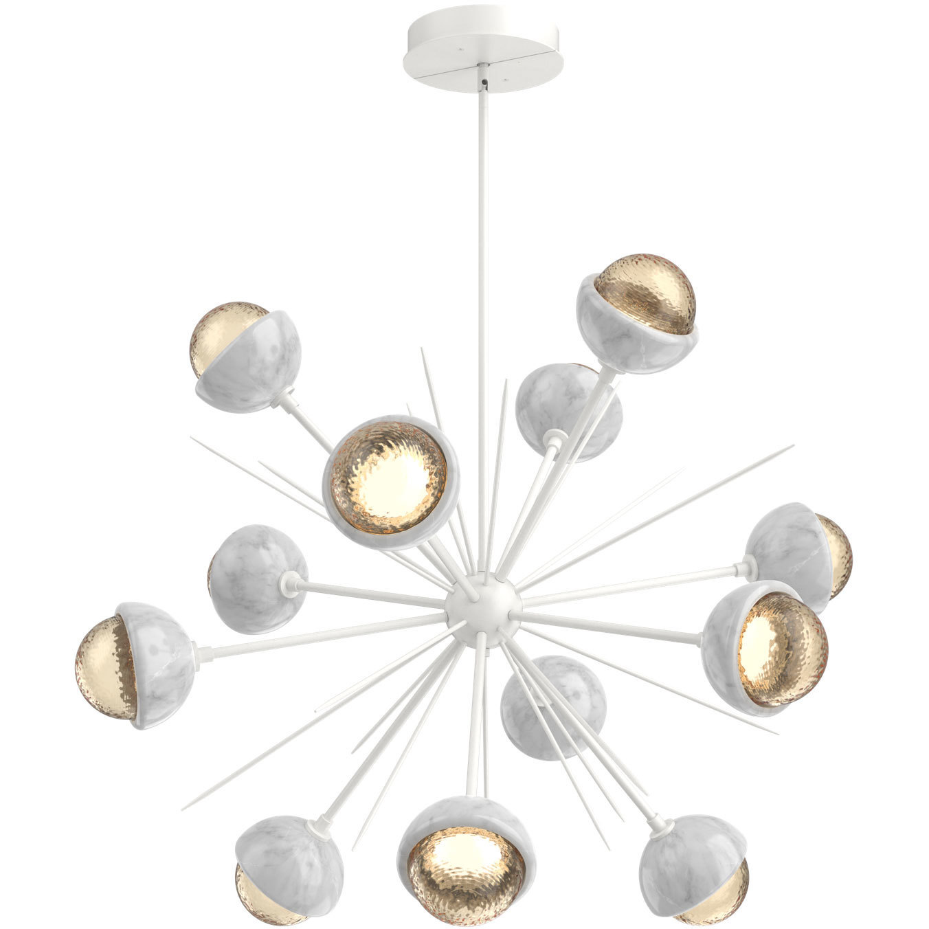 Cabochon LED 41 inch Salt White with White Marble Chandelier Ceiling Light in 3000K LED, Amber, Startburst