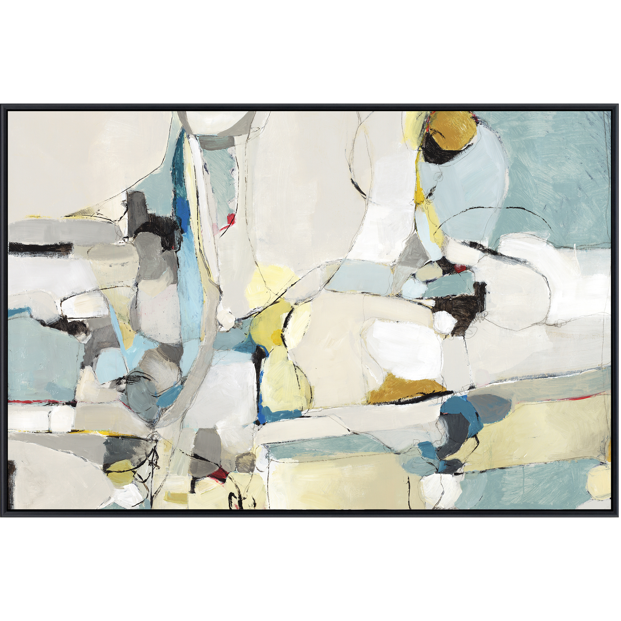 Abstract Multi and Blue and Yellow and Turquoise Canvas