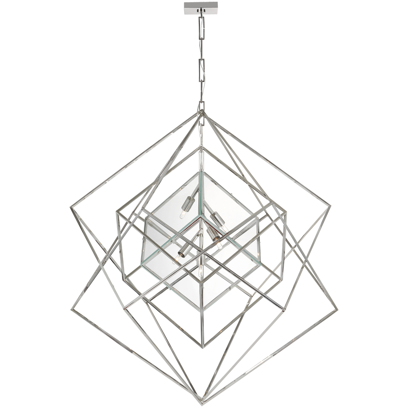 Kelly Wearstler Cubist 5 Light 45.5 inch Polished Nickel Chandelier Ceiling Light, Large
