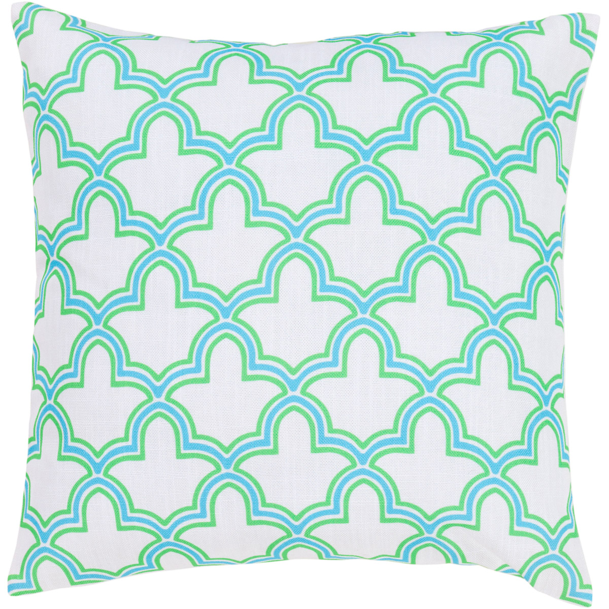 Marji 22 inch White, Sky Blue, Grass Green Pillow Kit
