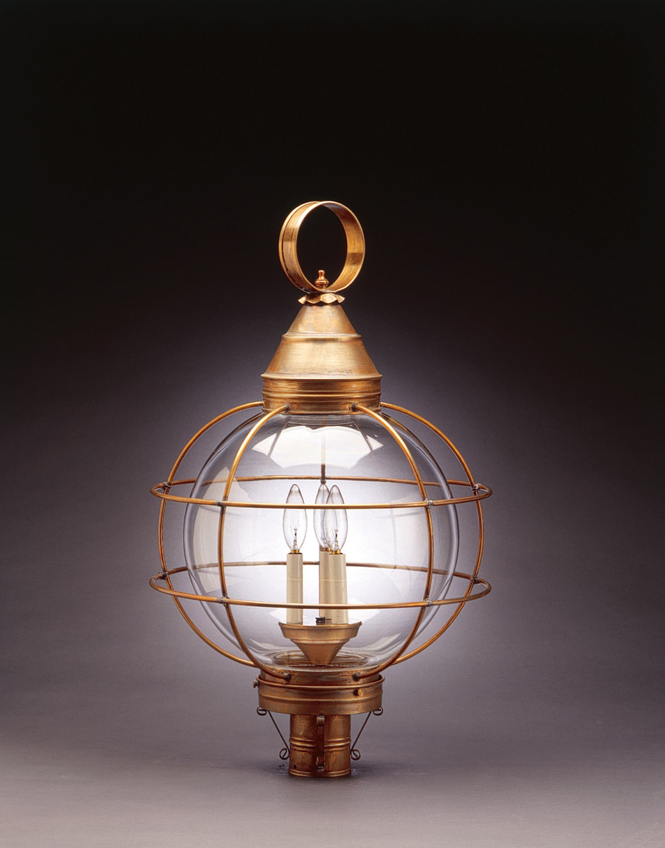 Round Onion 1 Light 30 inch Dark Brass Post Lamp in Clear Glass, One 75W Medium