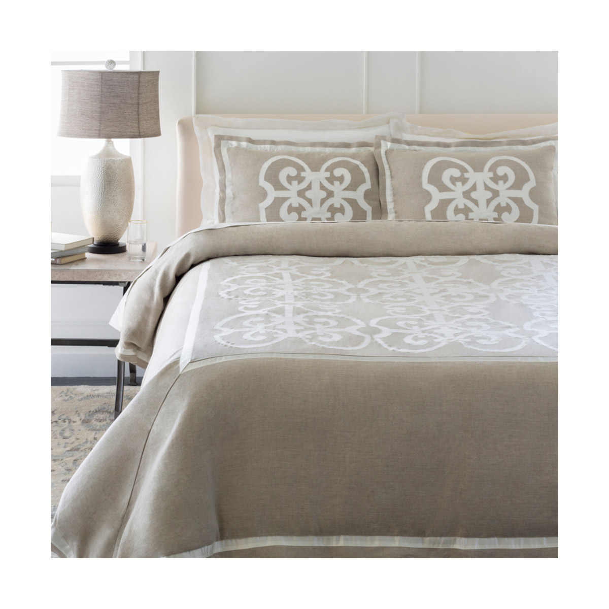 Versaille Grey and Tan Duvet Set, King or CA King