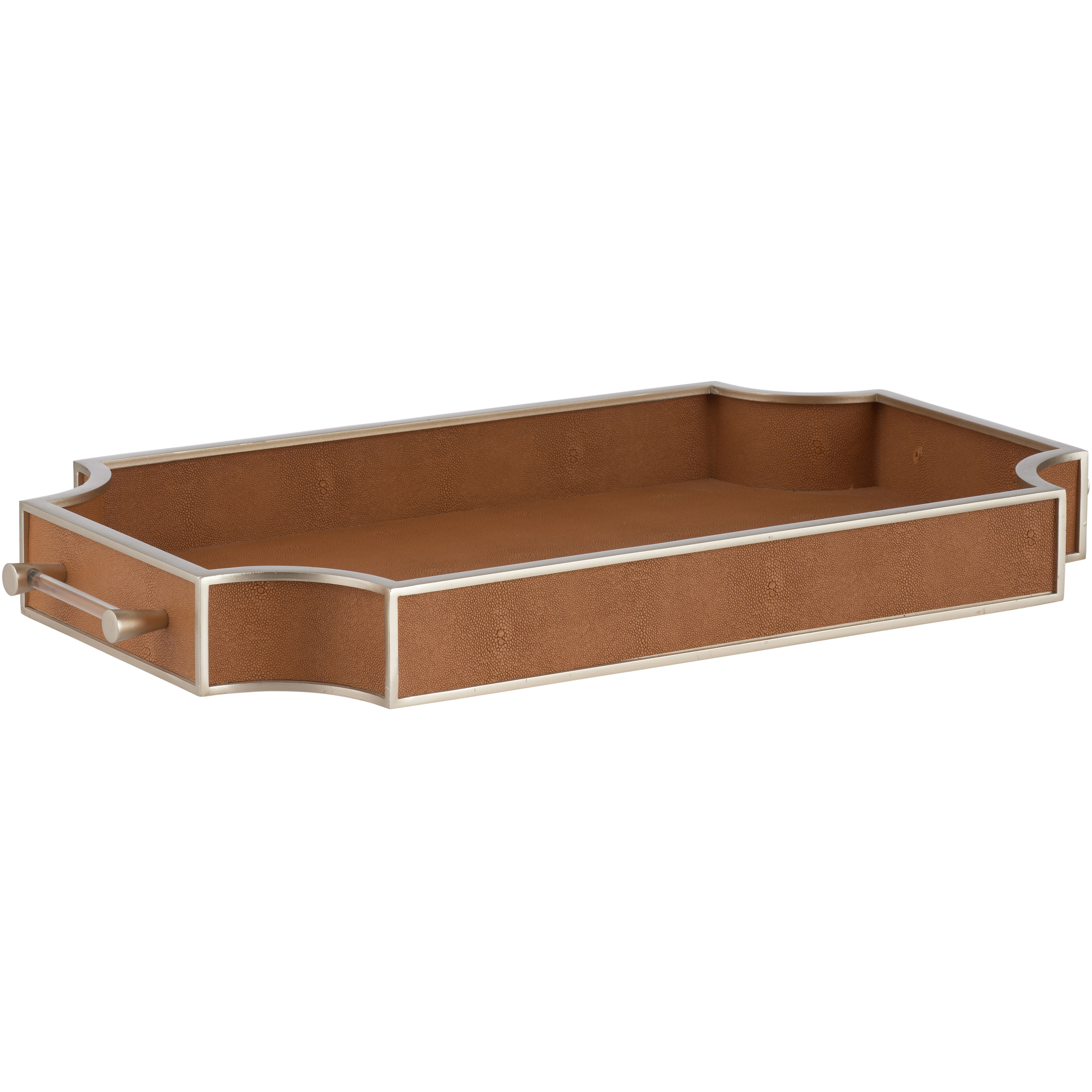 Shagreen Brown and Silver Tray