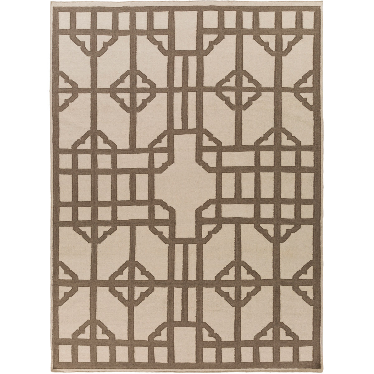 Alameda 36 X 24 inch Khaki, Dark Brown Rug