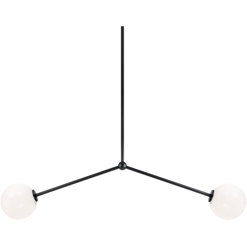 Novo 2 Light 5.88 inch Black Pendant Ceiling Light in Black and Opal Glass