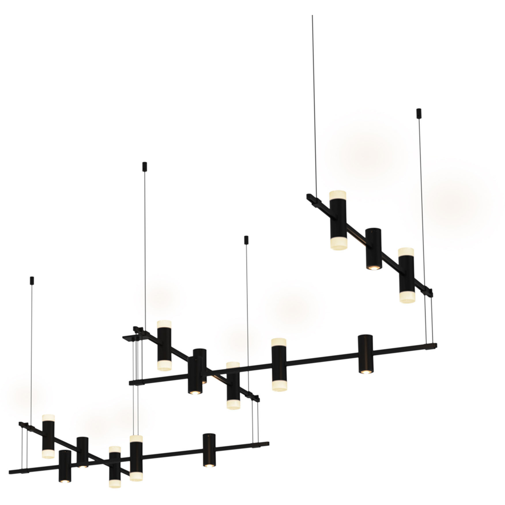 Suspenders LED 106 inch Satin Black Modular Pendant Composition Ceiling Light