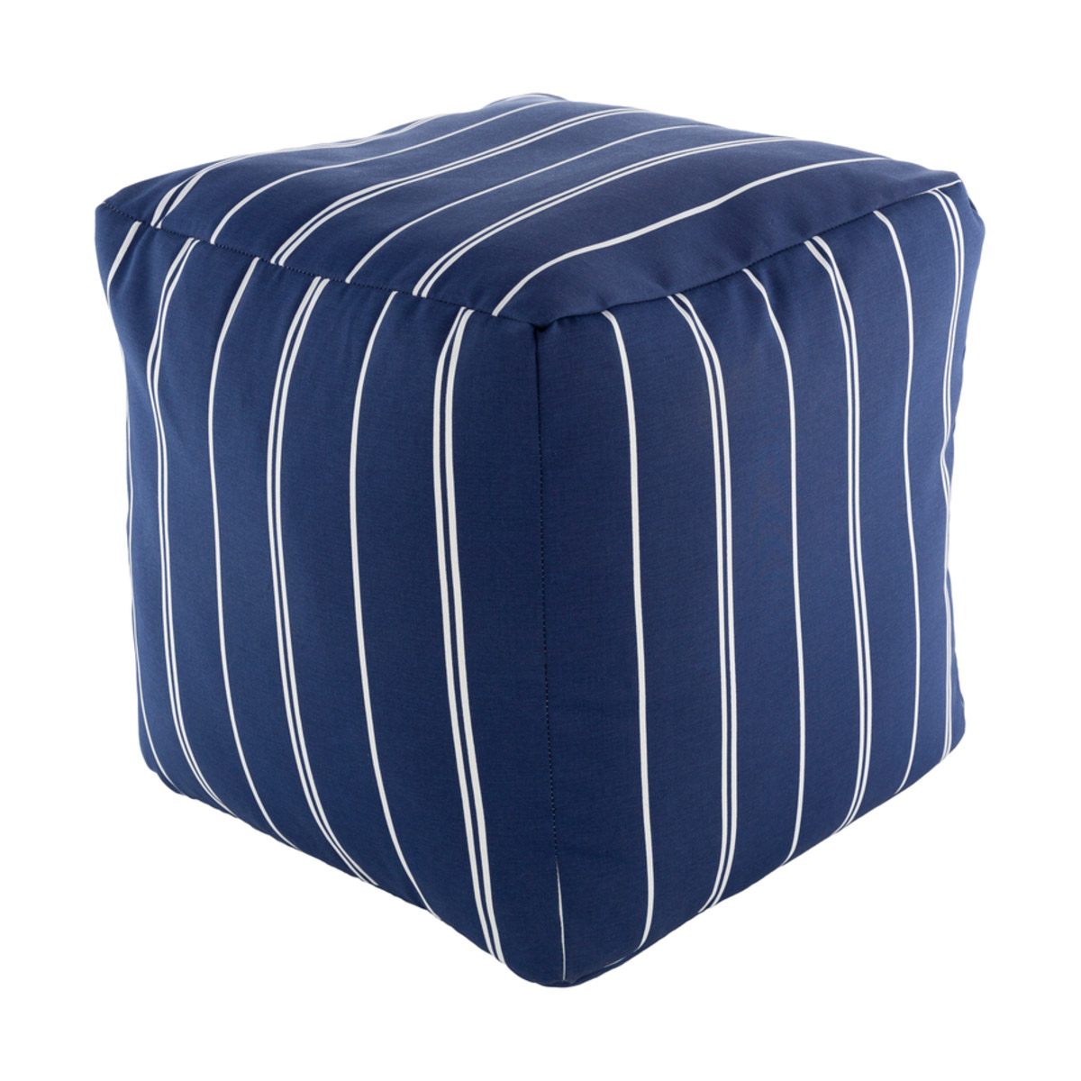 Vallarta Dark Blue/White Pouf