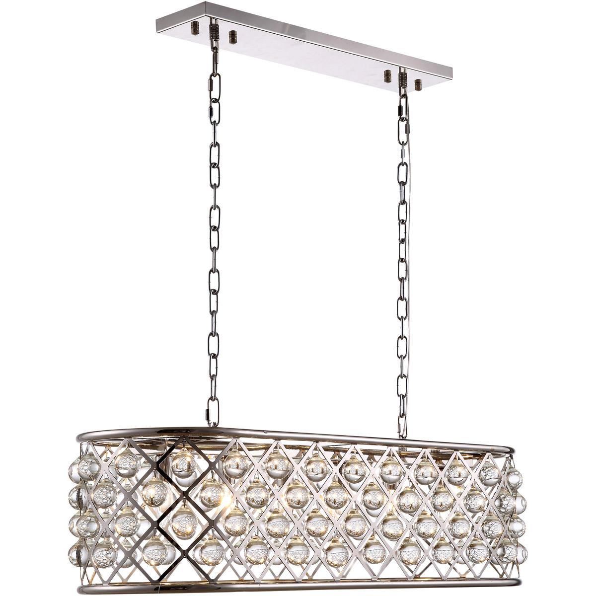 Madison 6 Light 40 inch Polished Nickel Island Pendant Ceiling Light, Urban Classic