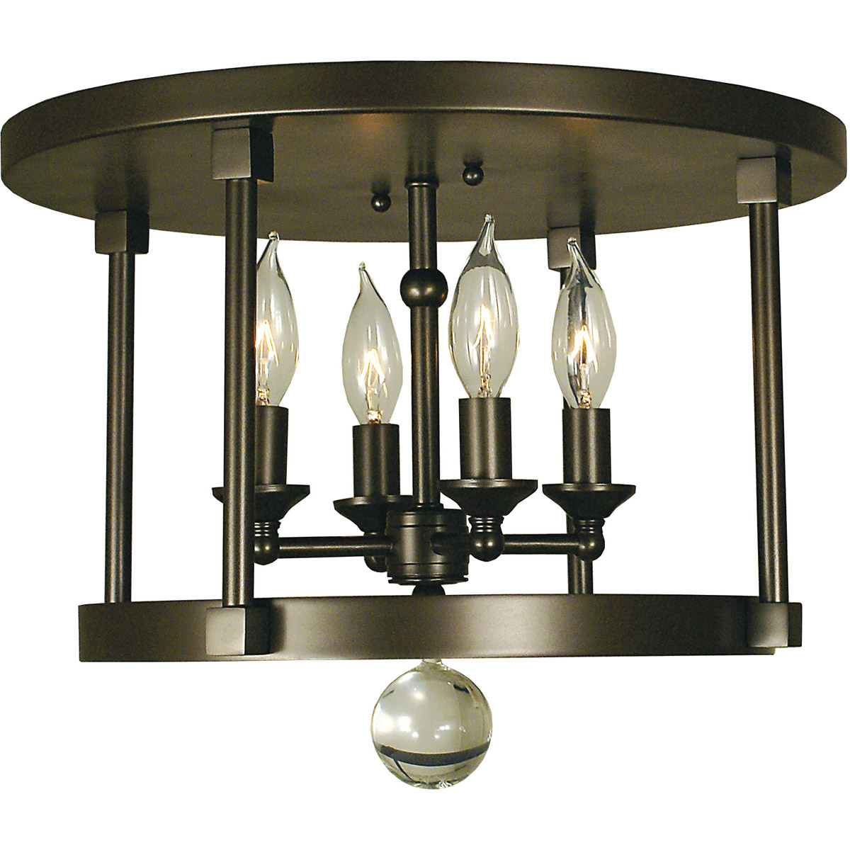 Compass 4 Light 15 inch Antique Brass Flush Mount Ceiling Light