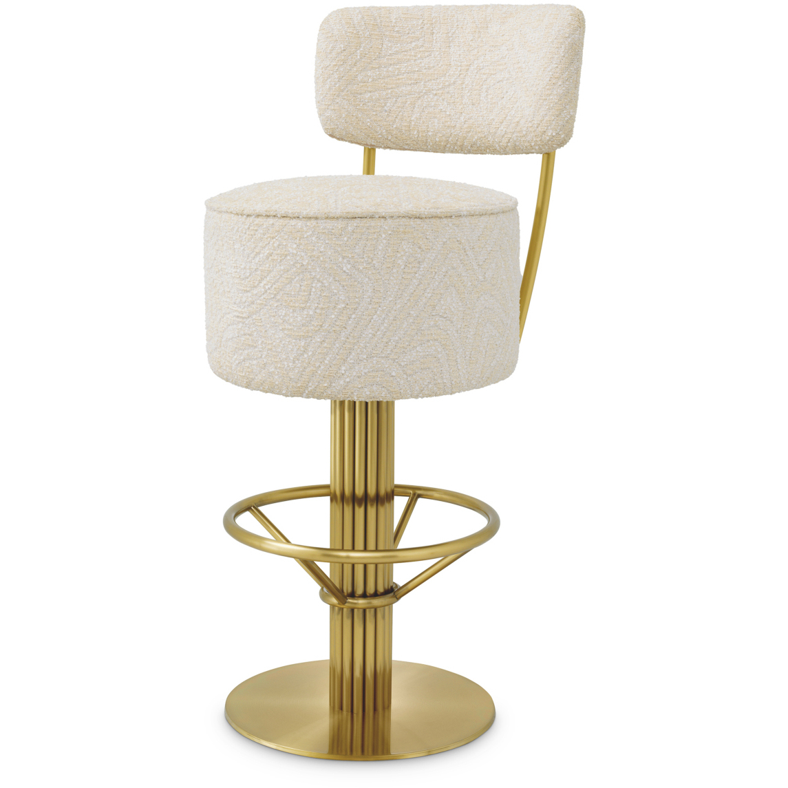 Carleton 40.94 inch Brushed Brass and Camari Cream and Swivel Base Bar Stool