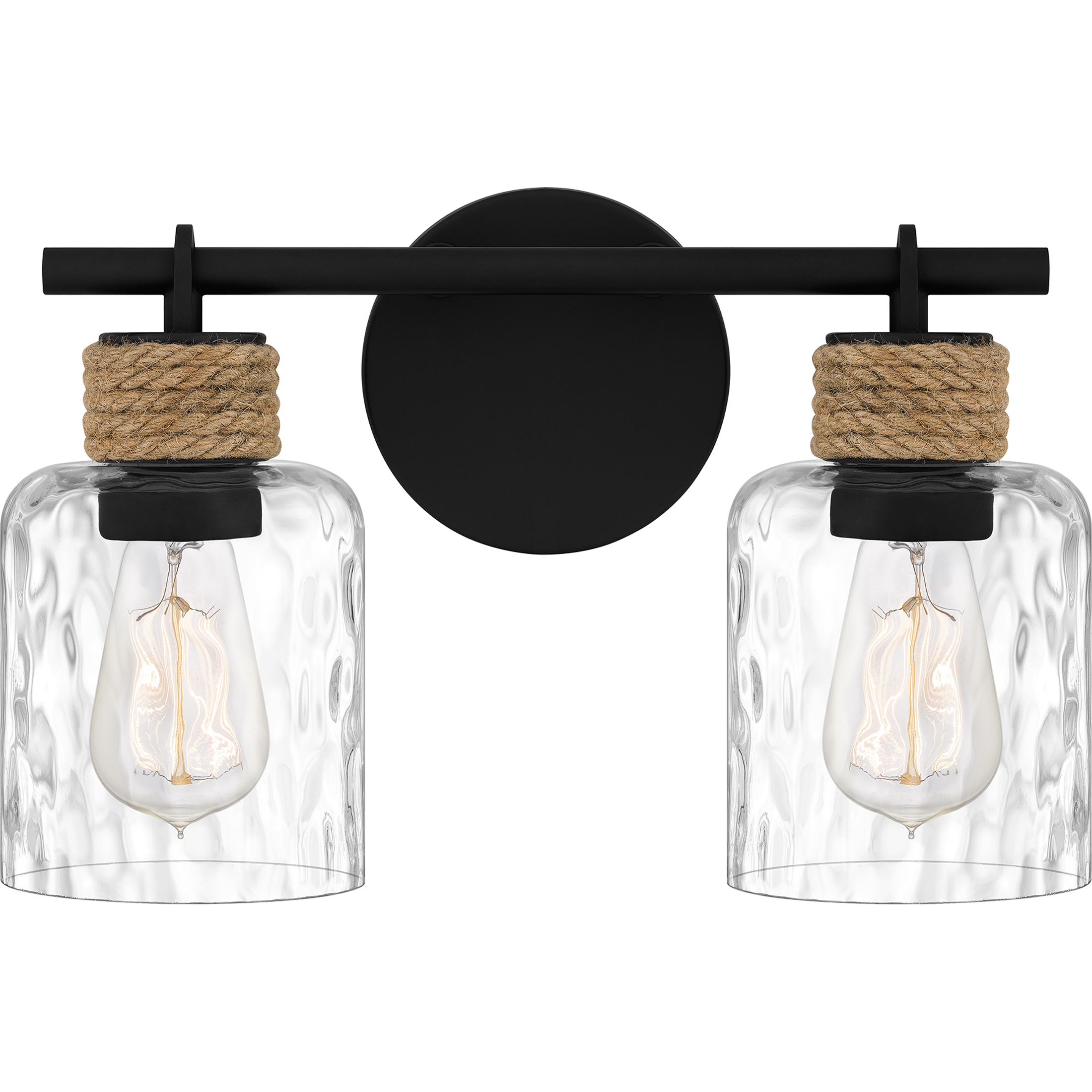 Baltic 2 Light 15 inch Matte Black Bath Light Wall Light