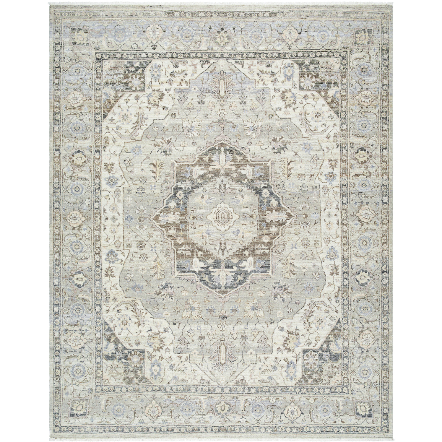 Khorasan 120 X 96 inch Ash / Light Silver / Sterling Grey / Metallic - Silver / Sage Handmade Rug in 8 x 10