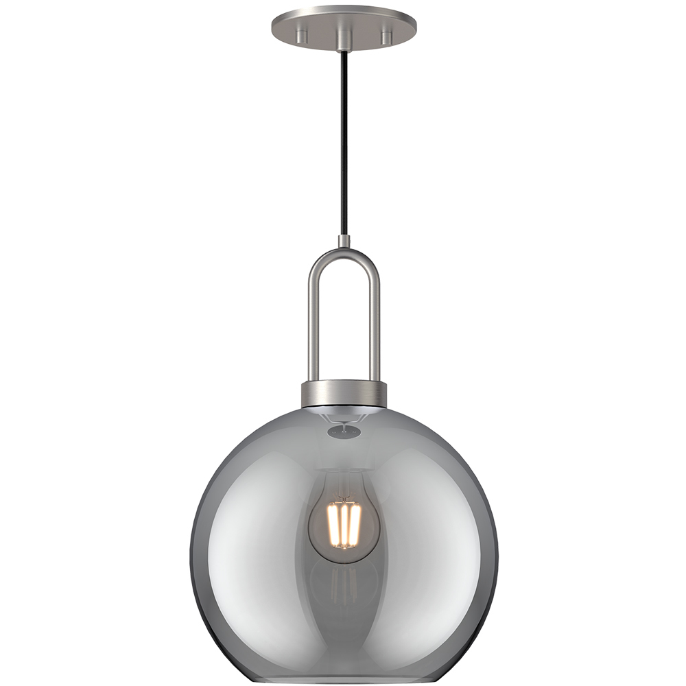 Alora Mood Soji 1 Light 9.88 inch Brushed Nickel Pendant Ceiling Light in Smoked Glass
