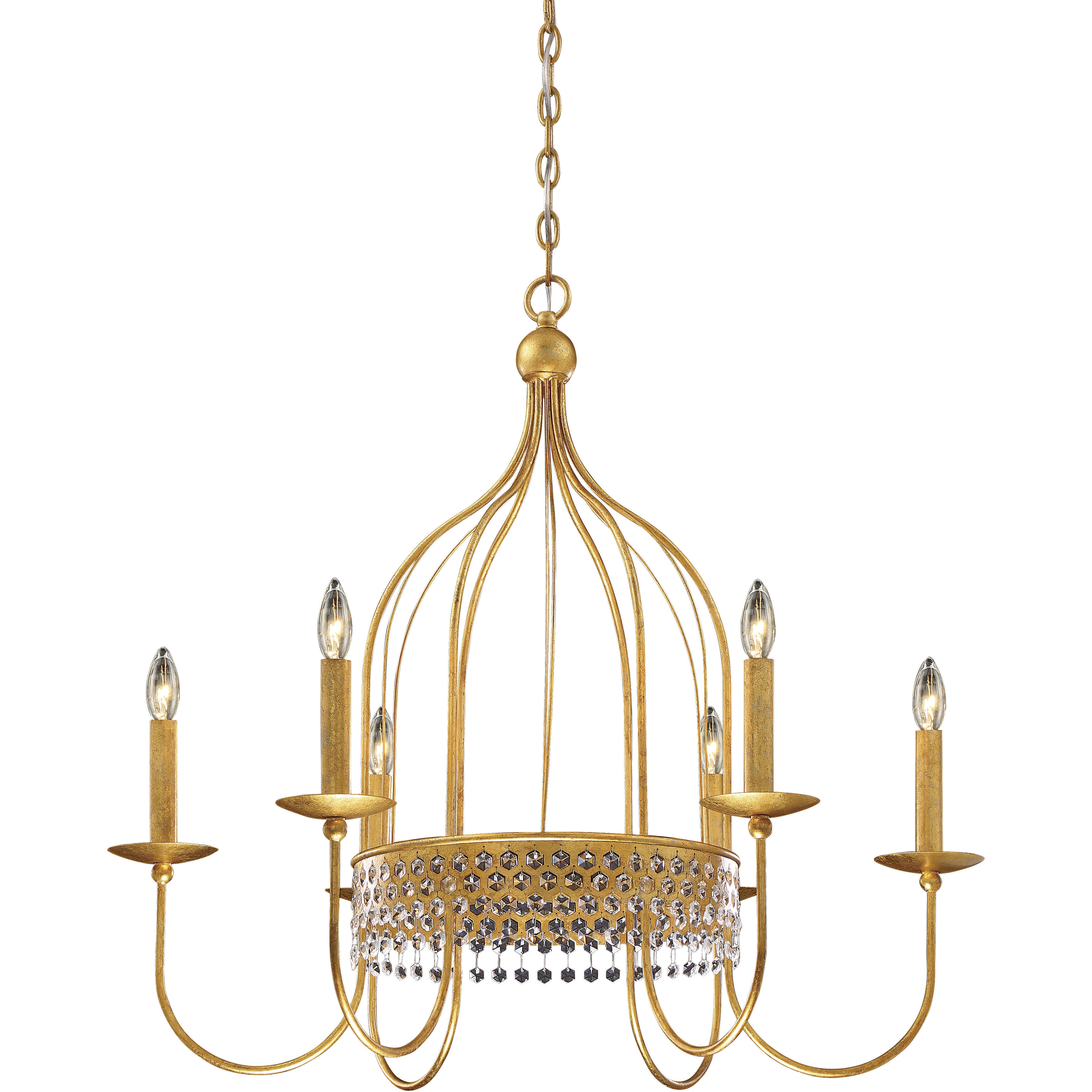 Kingsmont 6 Light 32 inch Glitz Gold Leaf Pendant Ceiling Light