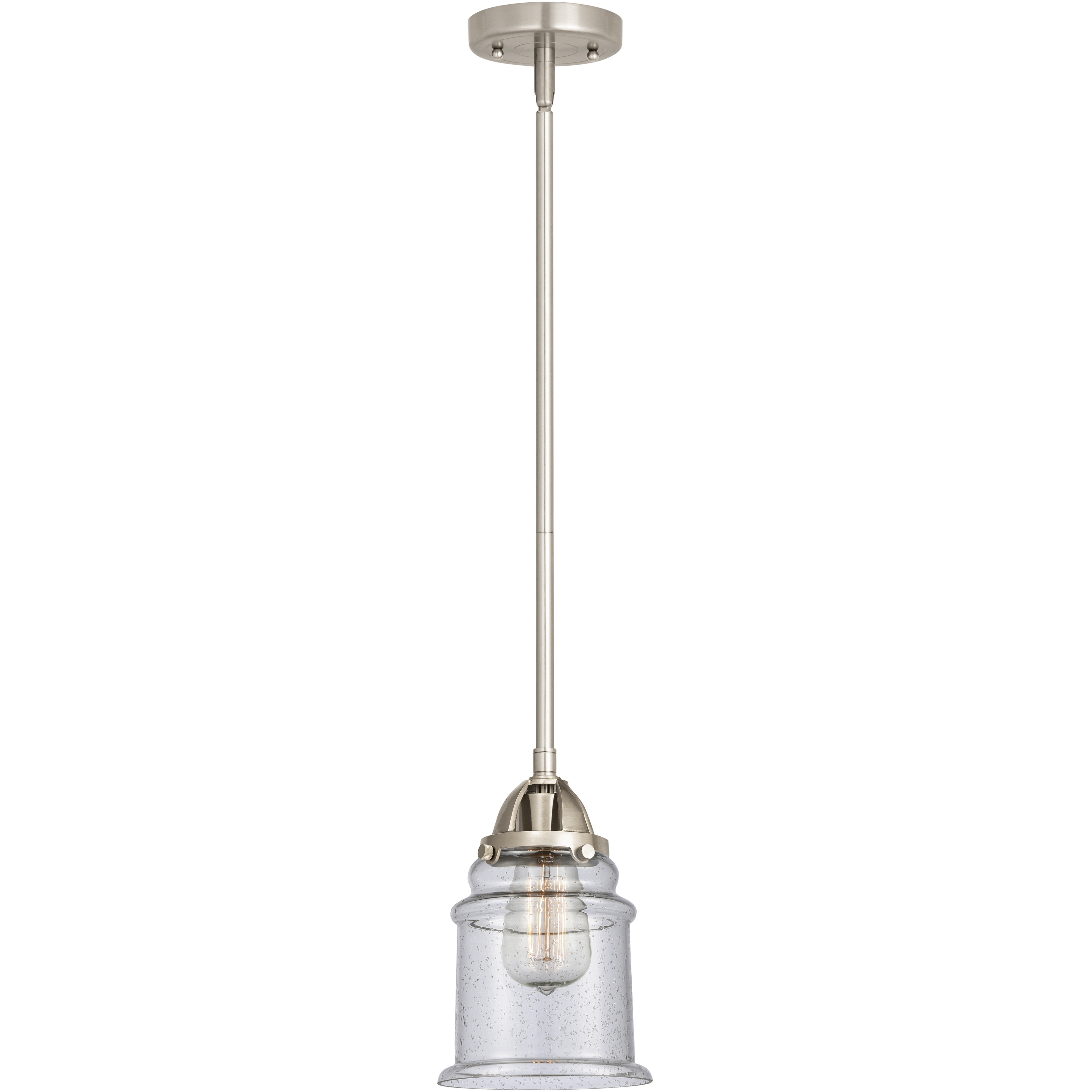 Nouveau 2 Canton 1 Light 6 inch Brushed Satin Nickel Mini Pendant Ceiling Light in Incandescent, Seedy