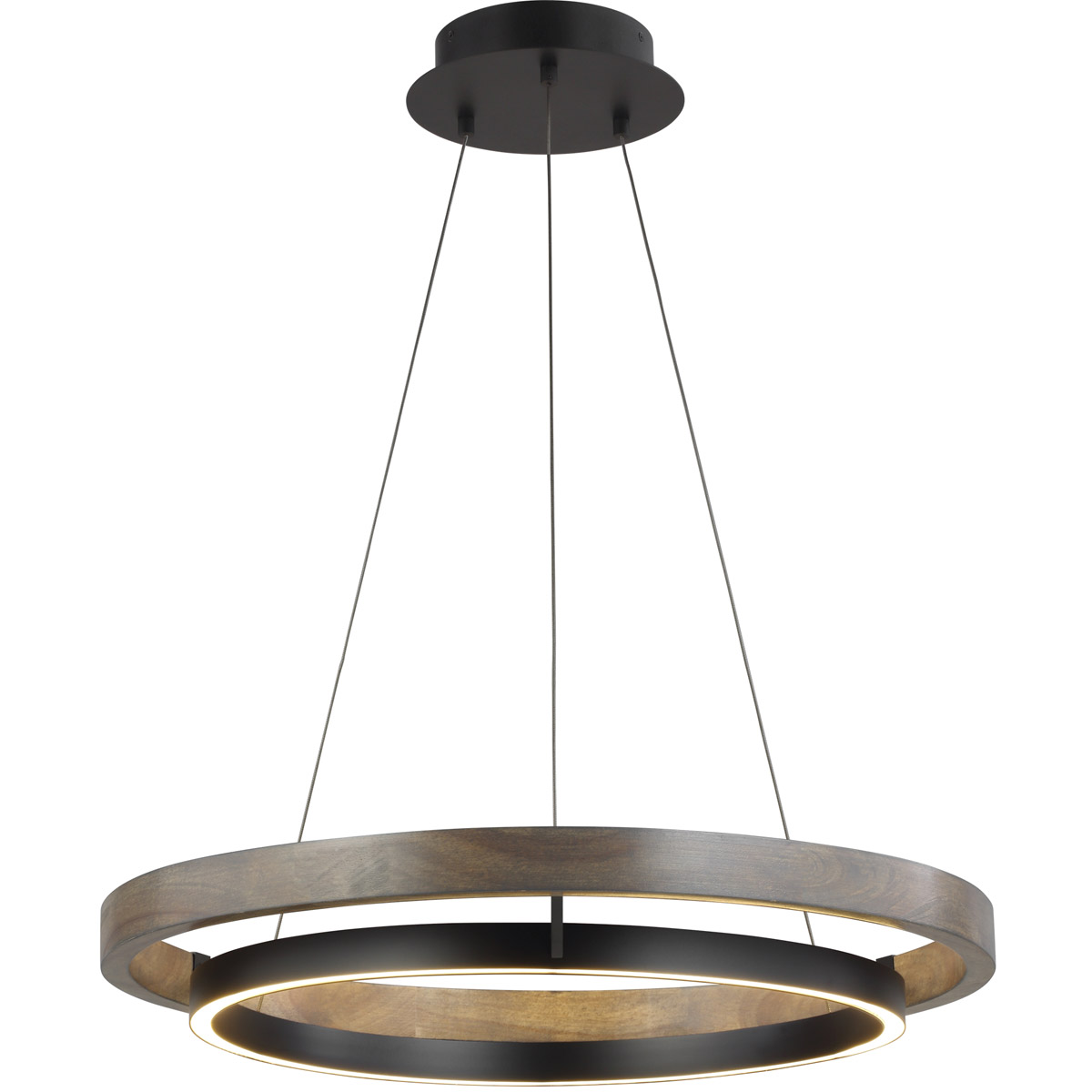 Sean Lavin Grace LED 30 inch MATTE BLACK/WEATHERED OAK WOOD Chandelier Ceiling Light, Integrated LED
