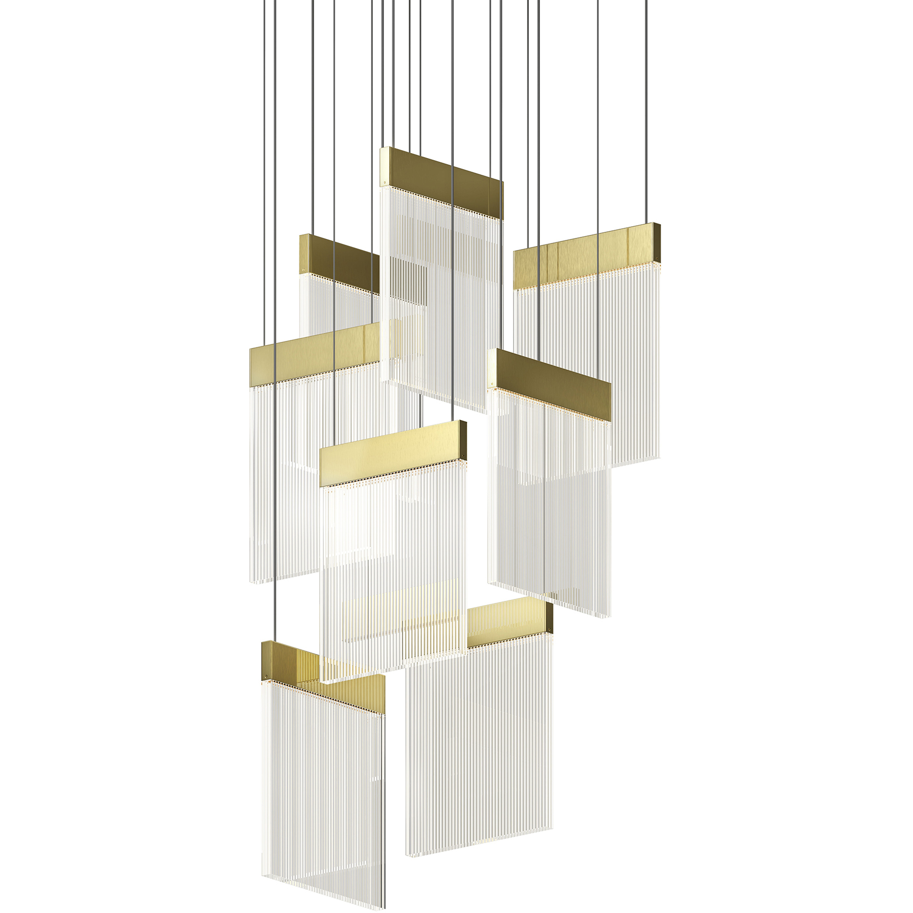 V Panels 8 Light 16.25 inch Brass Pendant Ceiling Light