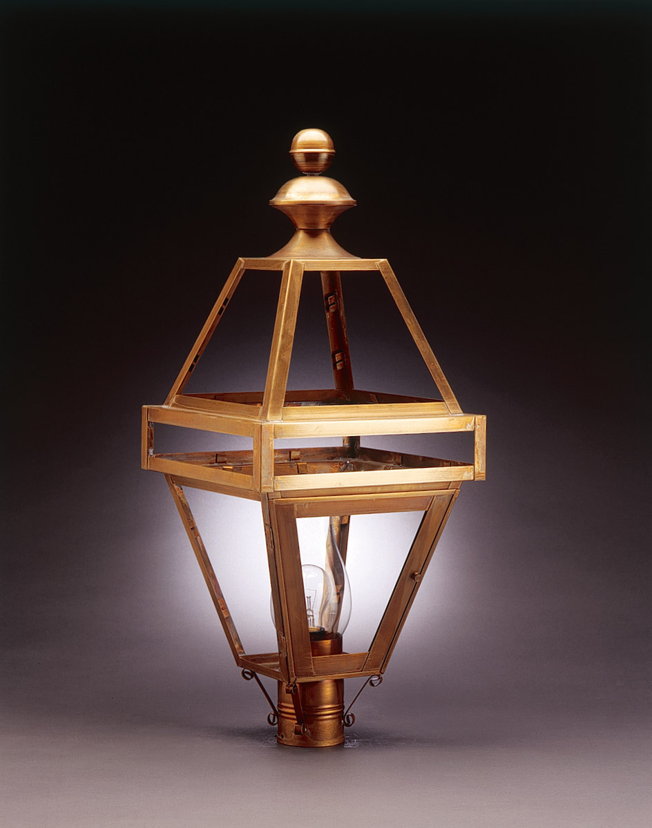 Boston 3 Light 29 inch Antique Brass Post Lantern in Frosted Glass, No Chimney, Candelabra