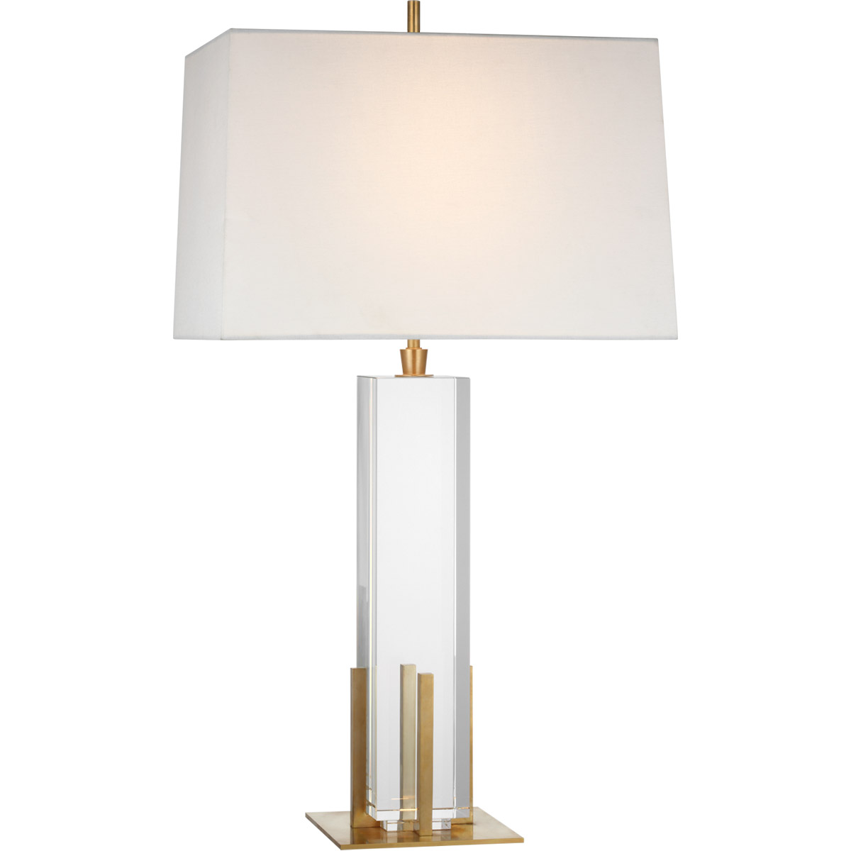 Thomas O'Brien Gironde 31.25 inch 15 watt Crystal and Hand-Rubbed Antique Brass Table Lamp Portable Light, Large