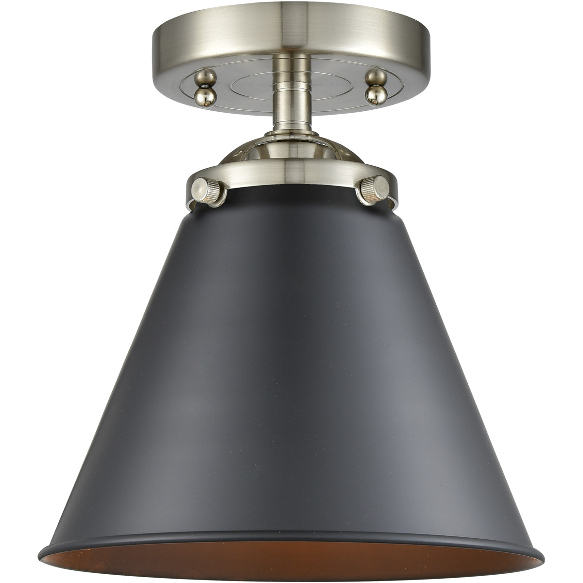 Nouveau Appalachian 1 Light 8 inch Brushed Satin Nickel Semi-Flush Mount Ceiling Light in Matte Black, Nouveau