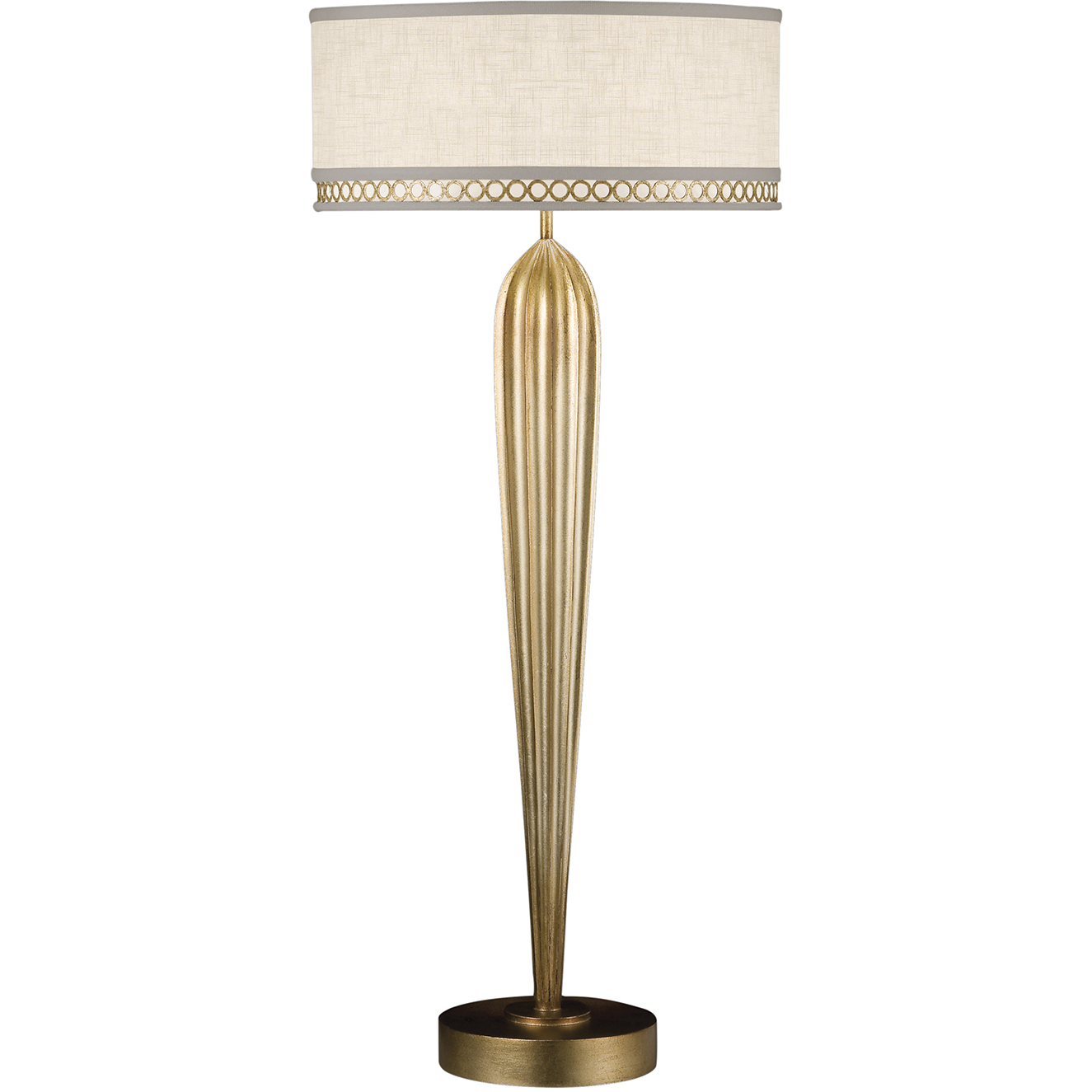 Allegretto 33 inch 60 watt Gold Table Lamp Portable Light in White Textured Linen