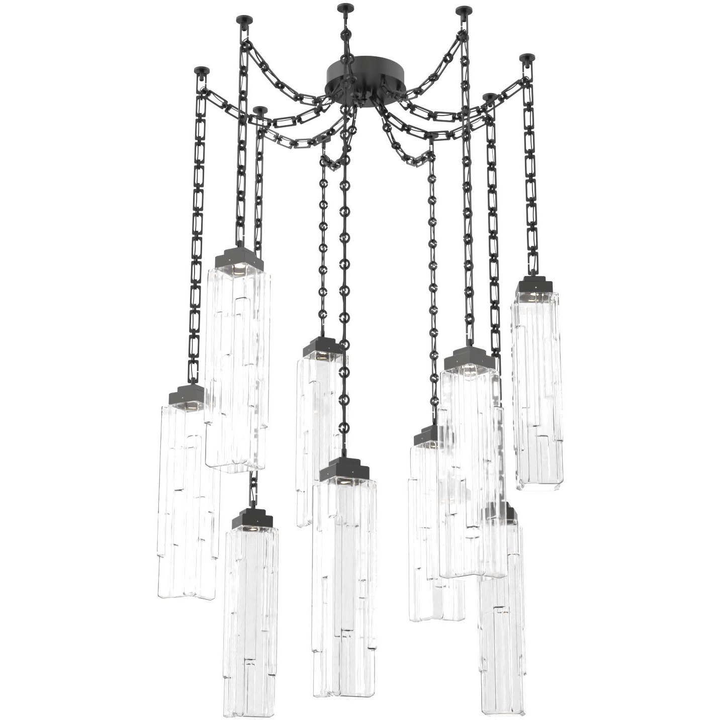 Ledgestone LED 13.5 inch Matte Black Swag Multi-Pendant Ceiling Light in 3000K LED, Rectangular Chain
