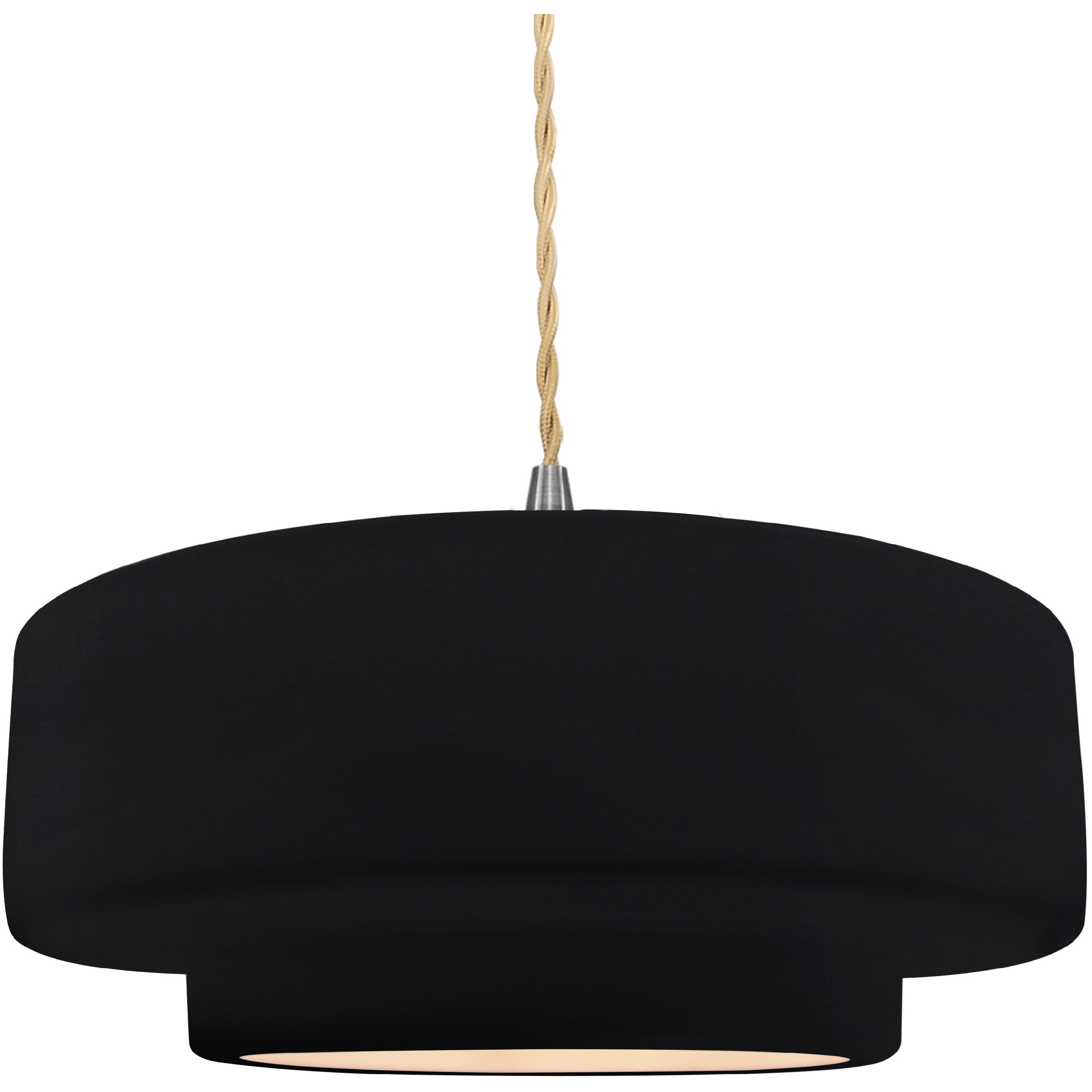 Radiance Collection - Tier Pendant Ceiling Light in Brushed Nickel, Replaceable Bulb, Beige Twist Cord, Gloss Black, 14.5W x 5.25H, Form+Finish+Function
