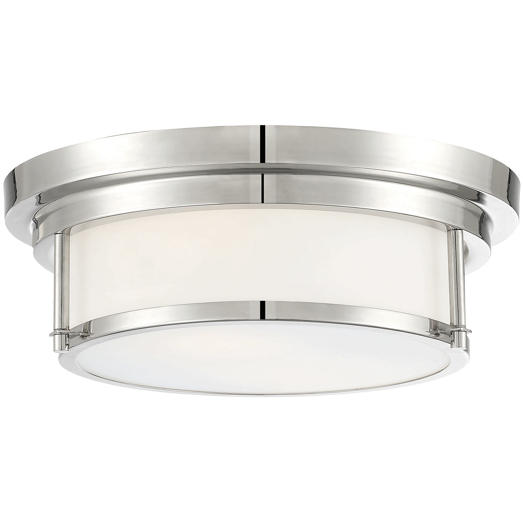 Contemporary 2 Light 13 inch Polished Nickel Flush Mount Ceiling Light