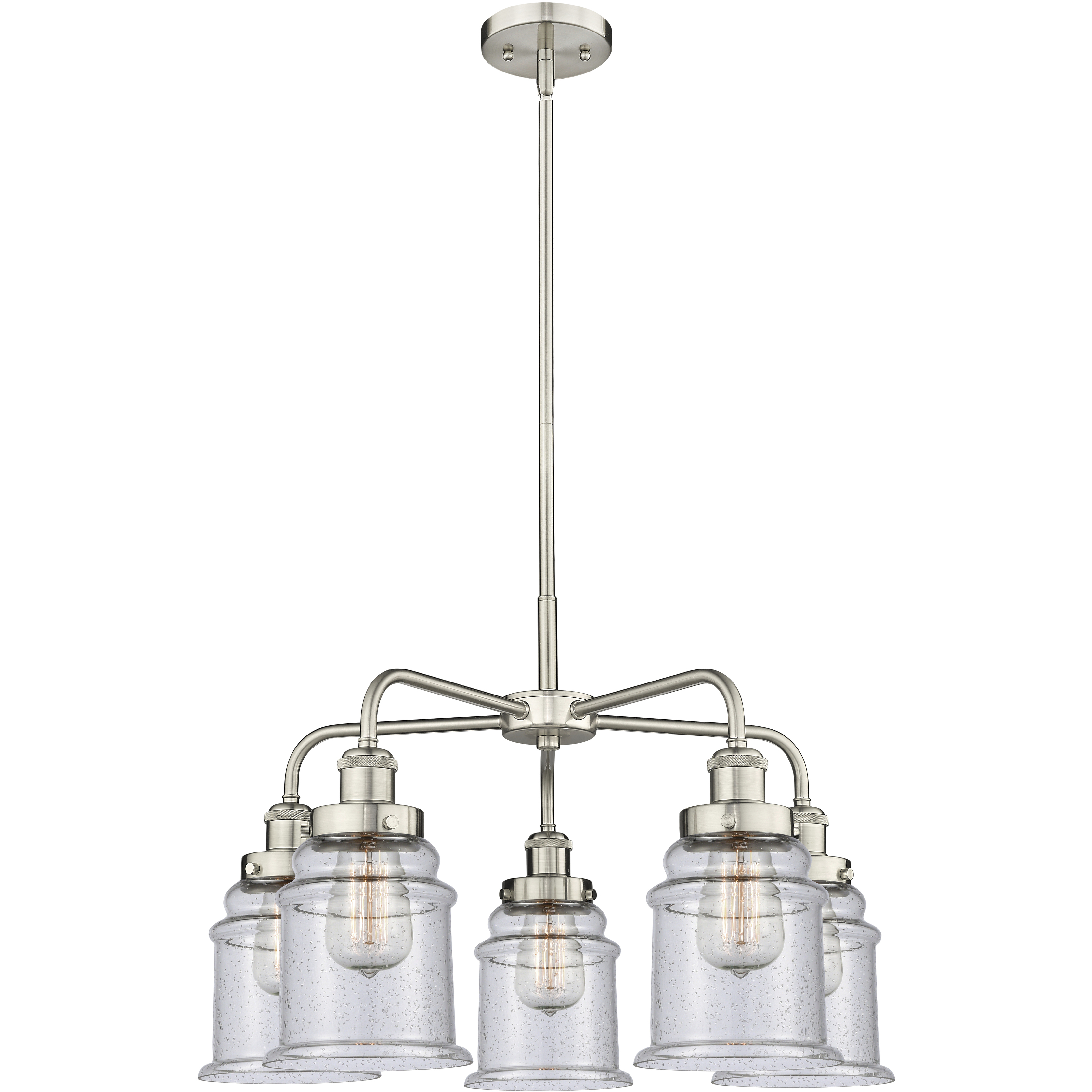 Canton 5 Light 24 inch Satin Nickel Chandelier Ceiling Light in Seedy Glass