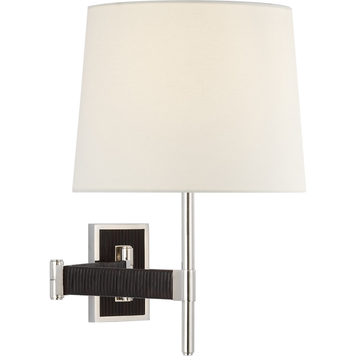 Suzanne Kasler Elle 22.25 inch 15 watt Polished Nickel and Black Rattan Swing Arm Sconce Wall Light