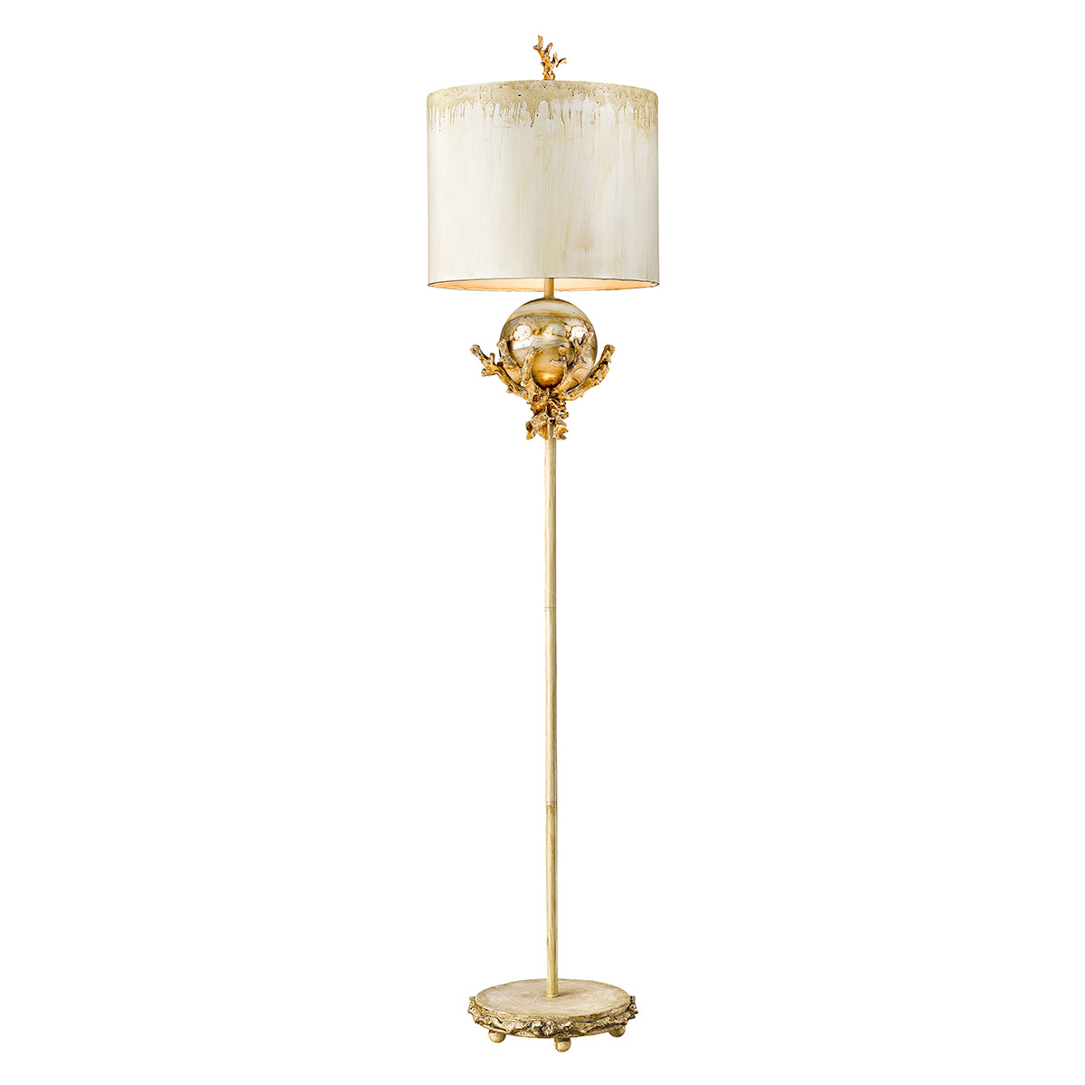 Trellis 60.00 watt Putty With Silver Leaf Orb Element Floor Lamp Portable Light, Flambeau 