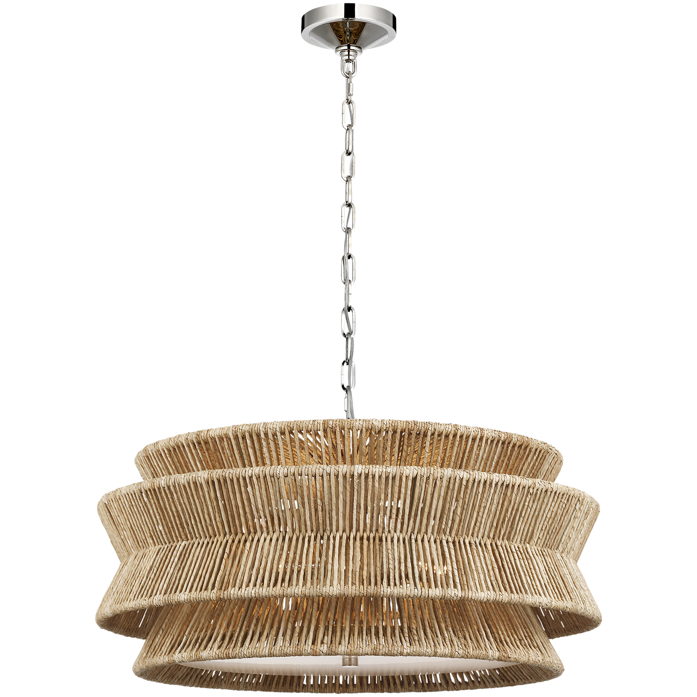 Chapman & Myers Antigua LED 30 inch Polished Nickel and Natural Abaca Chandelier Ceiling Light