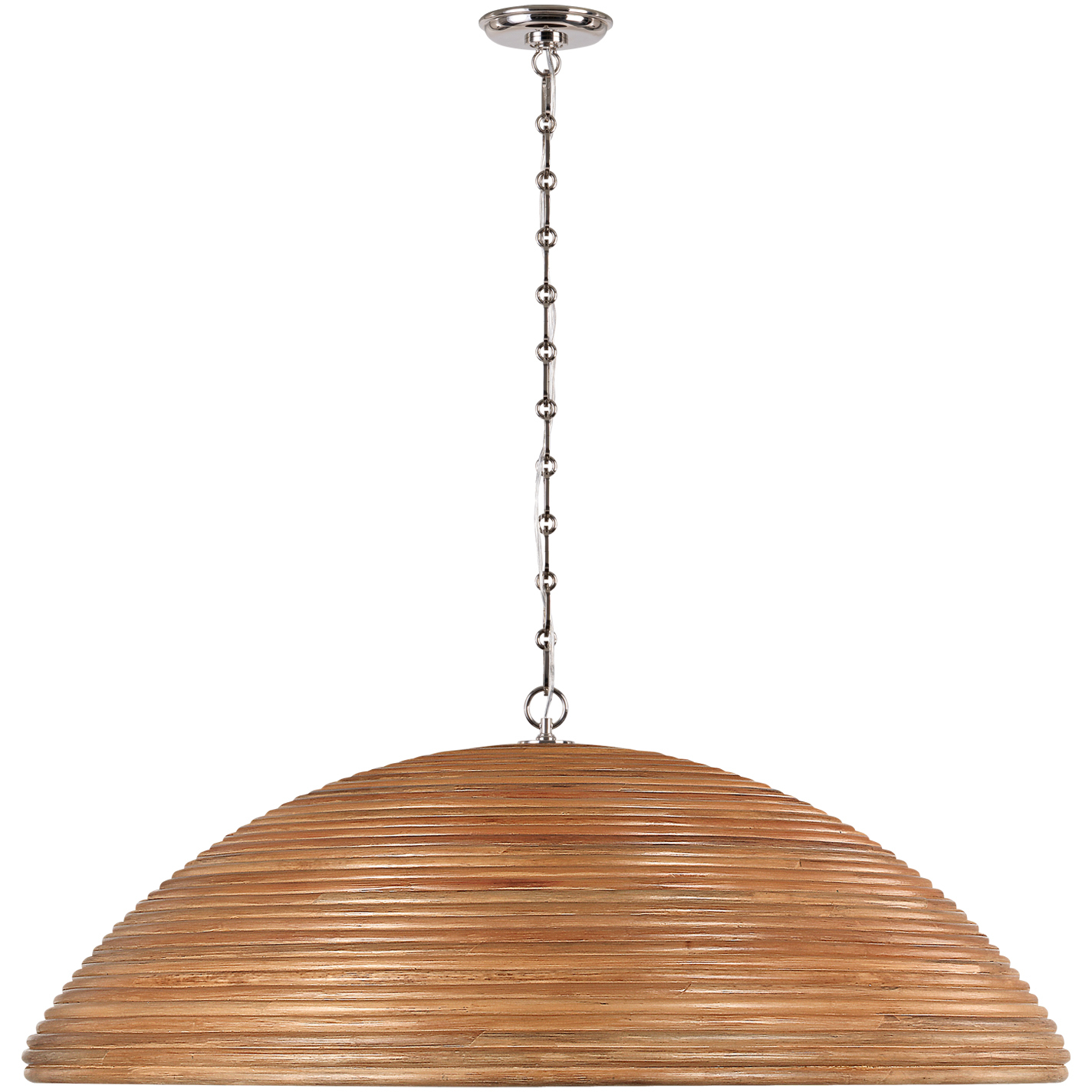 Suzanne Kasler Emerson LED 42.25 inch Polished Nickel Pendant Ceiling Light in Natural Rattan