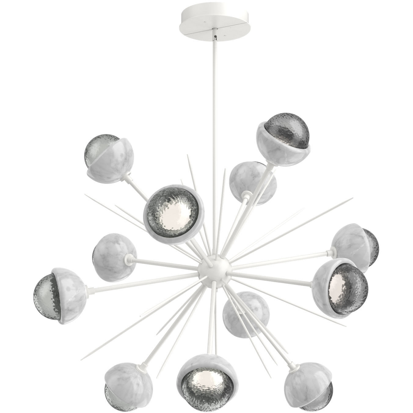 Cabochon LED 41 inch Salt White with White Marble Chandelier Ceiling Light in 3000K LED, Smoke, Startburst
