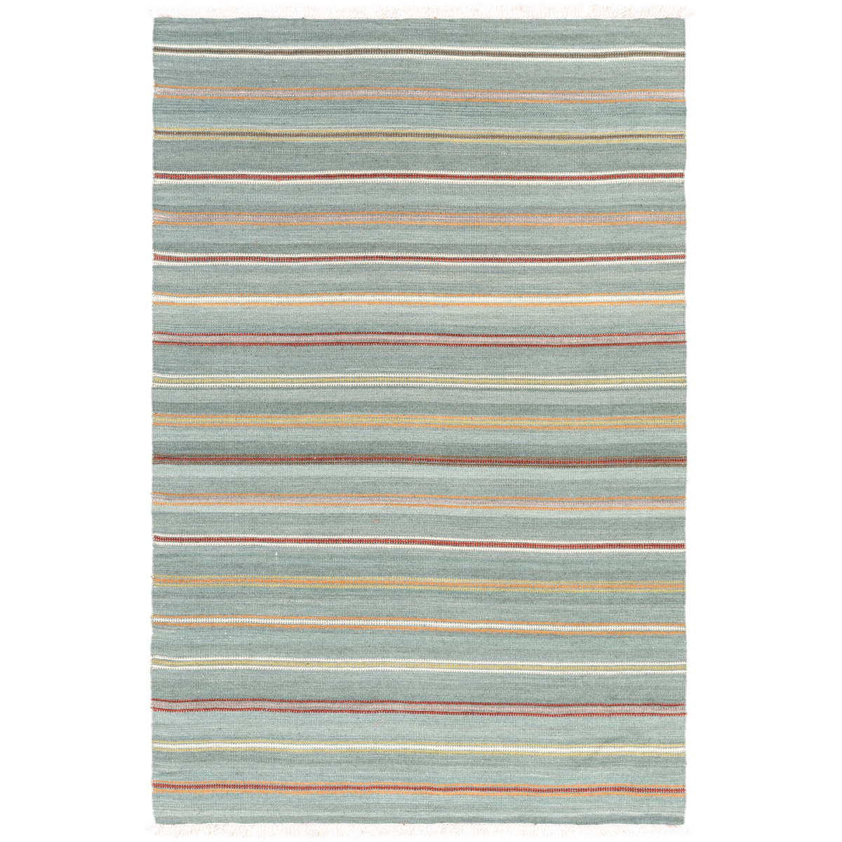 Miguel 90 X 60 inch Blue and Orange Area Rug, Wool and Cotton