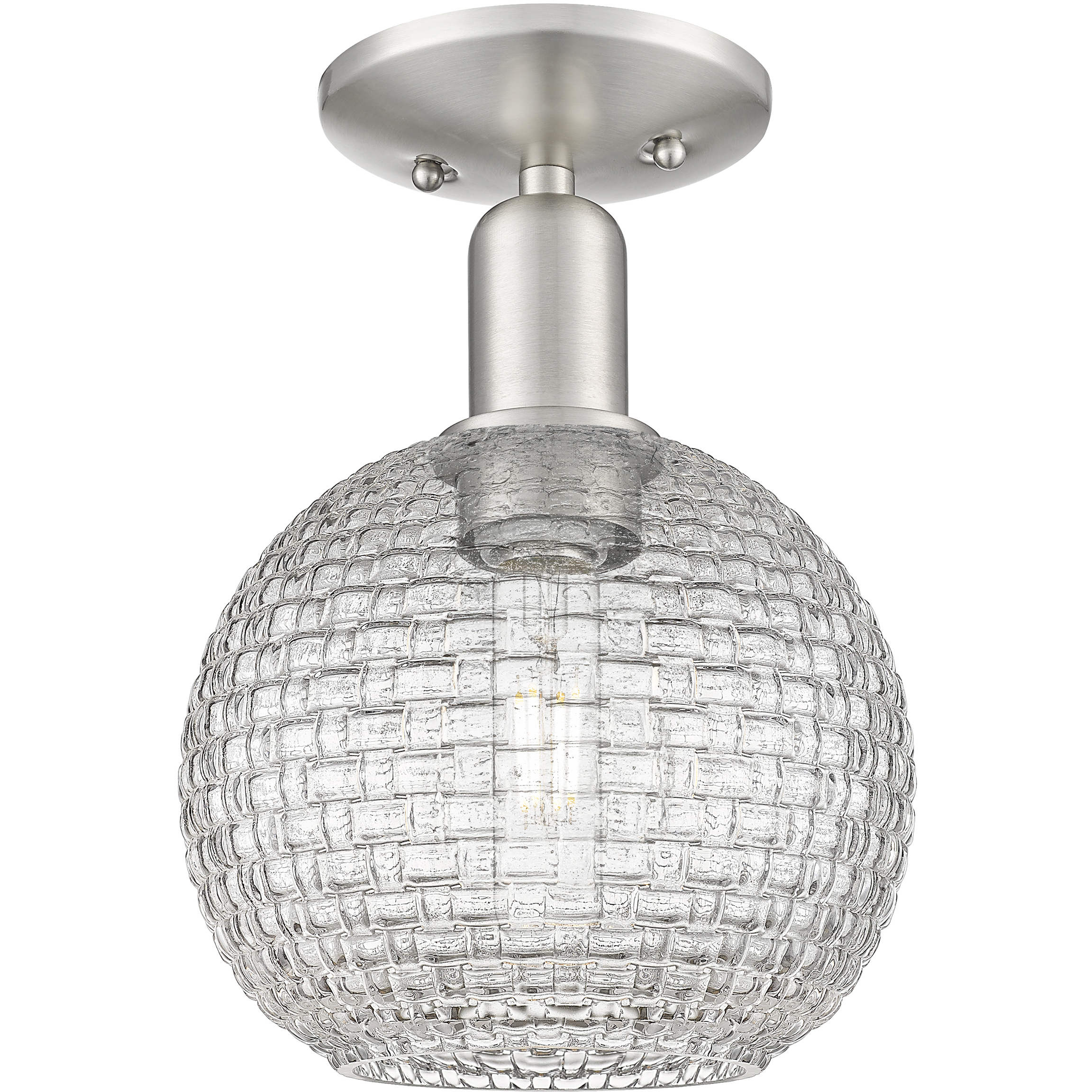 Arcadia Athens 1 Light 8 inch Brushed Satin Nickel Semi-Flush Mount Ceiling Light
