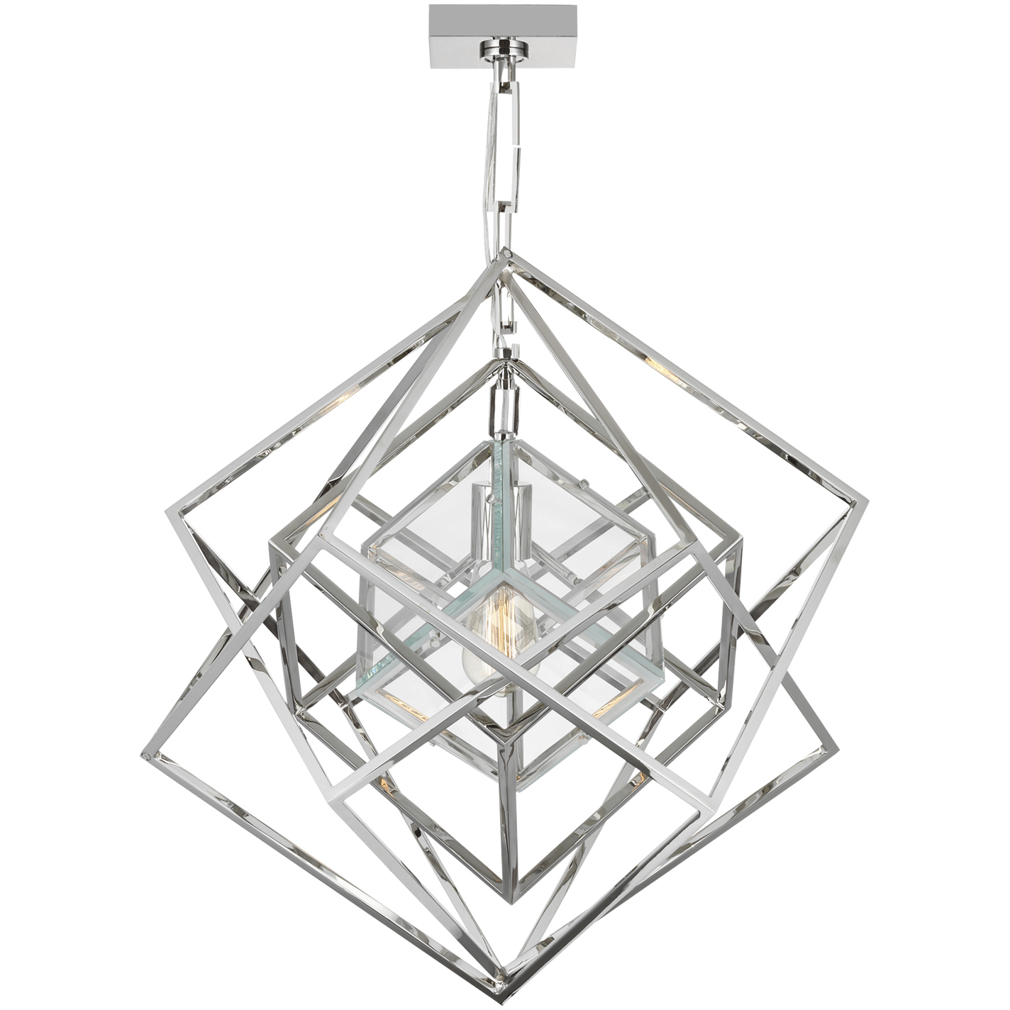 Kelly Wearstler Cubist 1 Light 22.5 inch Polished Nickel Chandelier Ceiling Light, Small