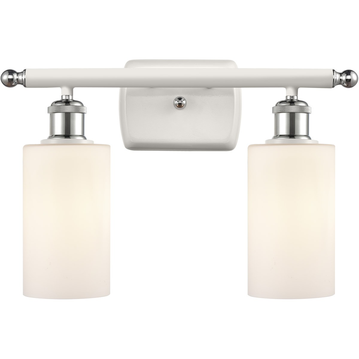 Ballston Clymer 2 Light 16 inch White and Polished Chrome Bath Vanity Light Wall Light in Matte White Glass, Ballston
