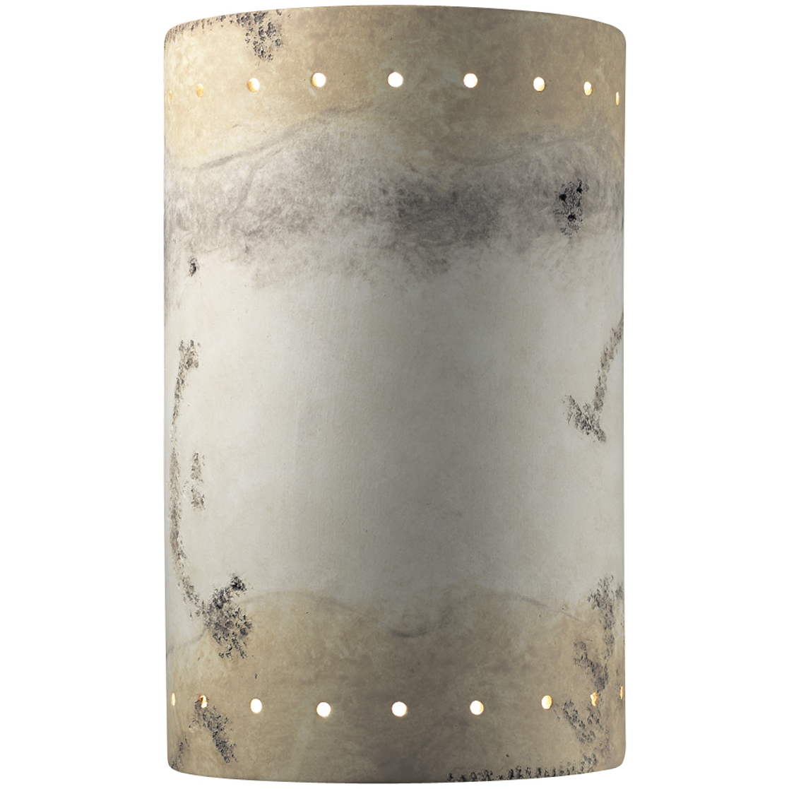 Ambiance Cylinder LED 12.5 inch Greco Travertine Outdoor Wall Sconce, Large