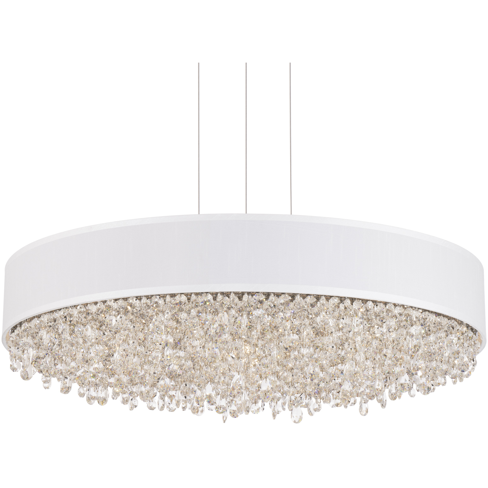 Signature Eclyptix LED 24 inch Polished Stainless Steel Pendant Ceiling Light in White, Wavy Layout, Wavy Layout