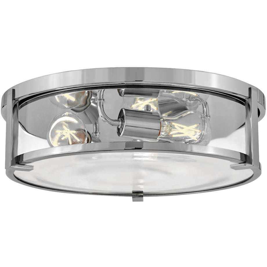 Lowell 3 Light 16 inch Chrome with Clear glass Foyer Light Ceiling Light, Flush Mount