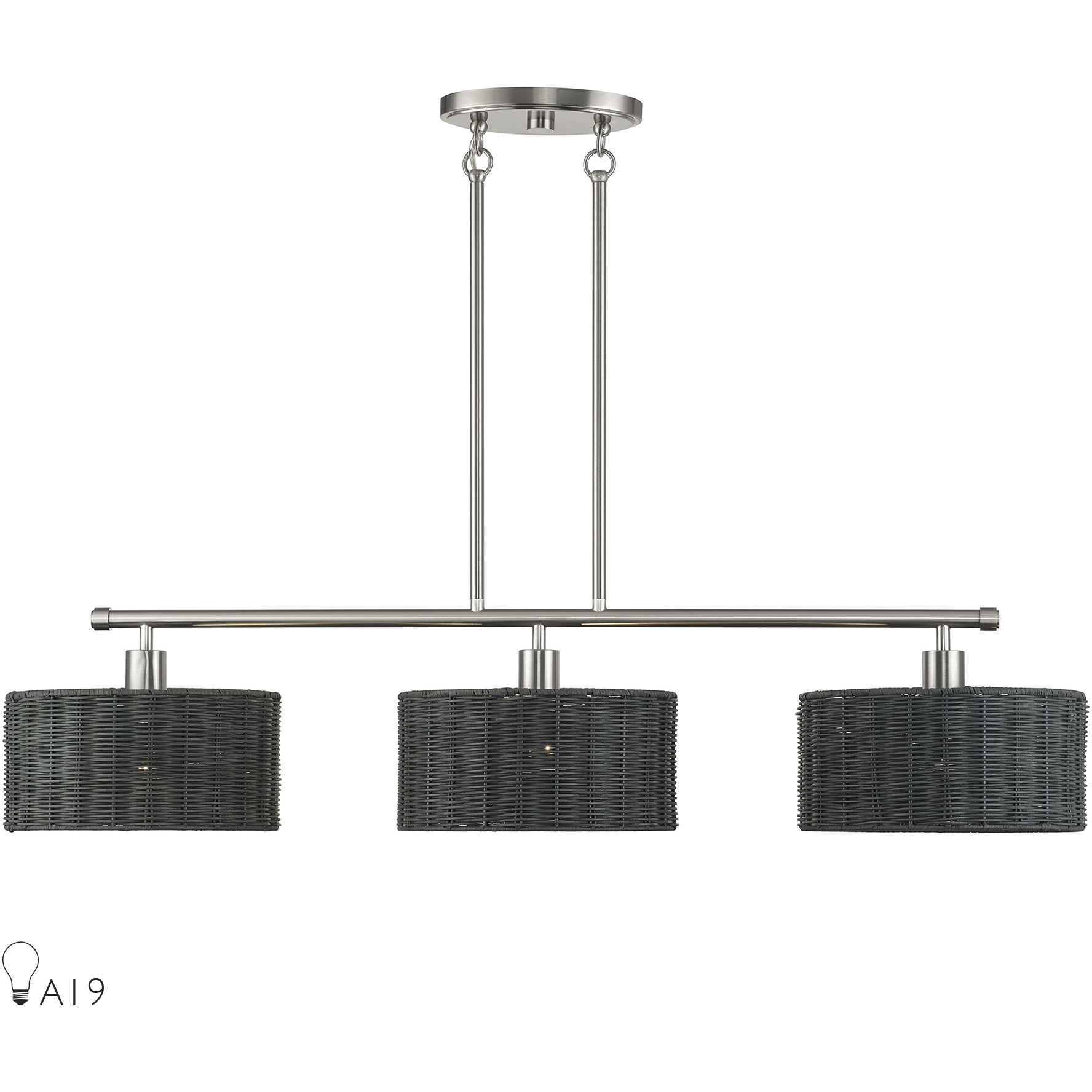 Weavington 3 Light 46 inch Brushed Nickel Linear Chandelier Ceiling Light, Extra Large