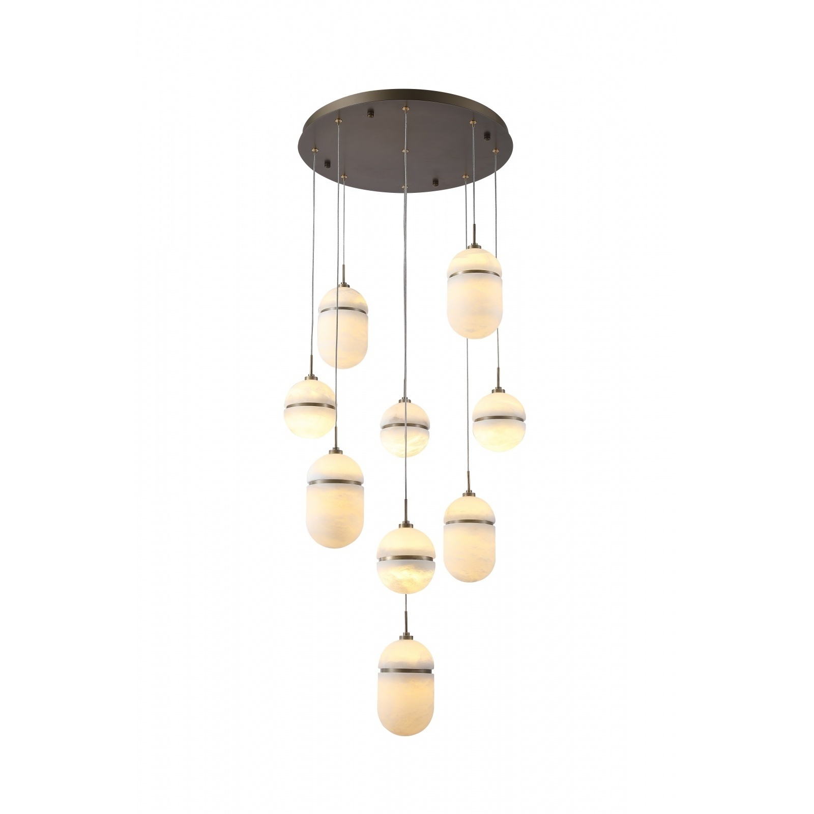 Sedona 9 Light 20 inch Alabster and Aged Brass Multi Port Pendant Ceiling Light