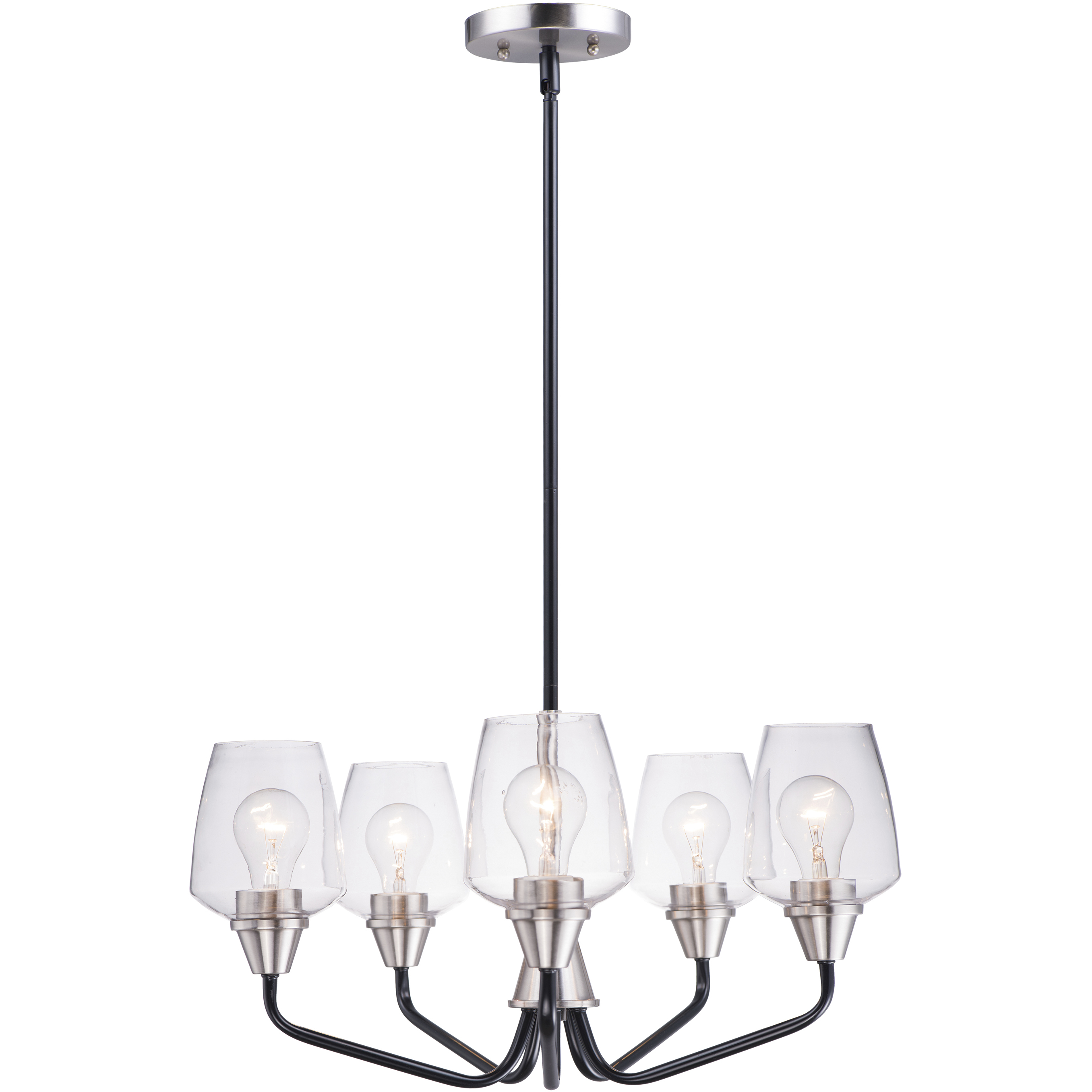 Goblet 5 Light 23 inch Black and Satin Nickel Chandelier Ceiling Light