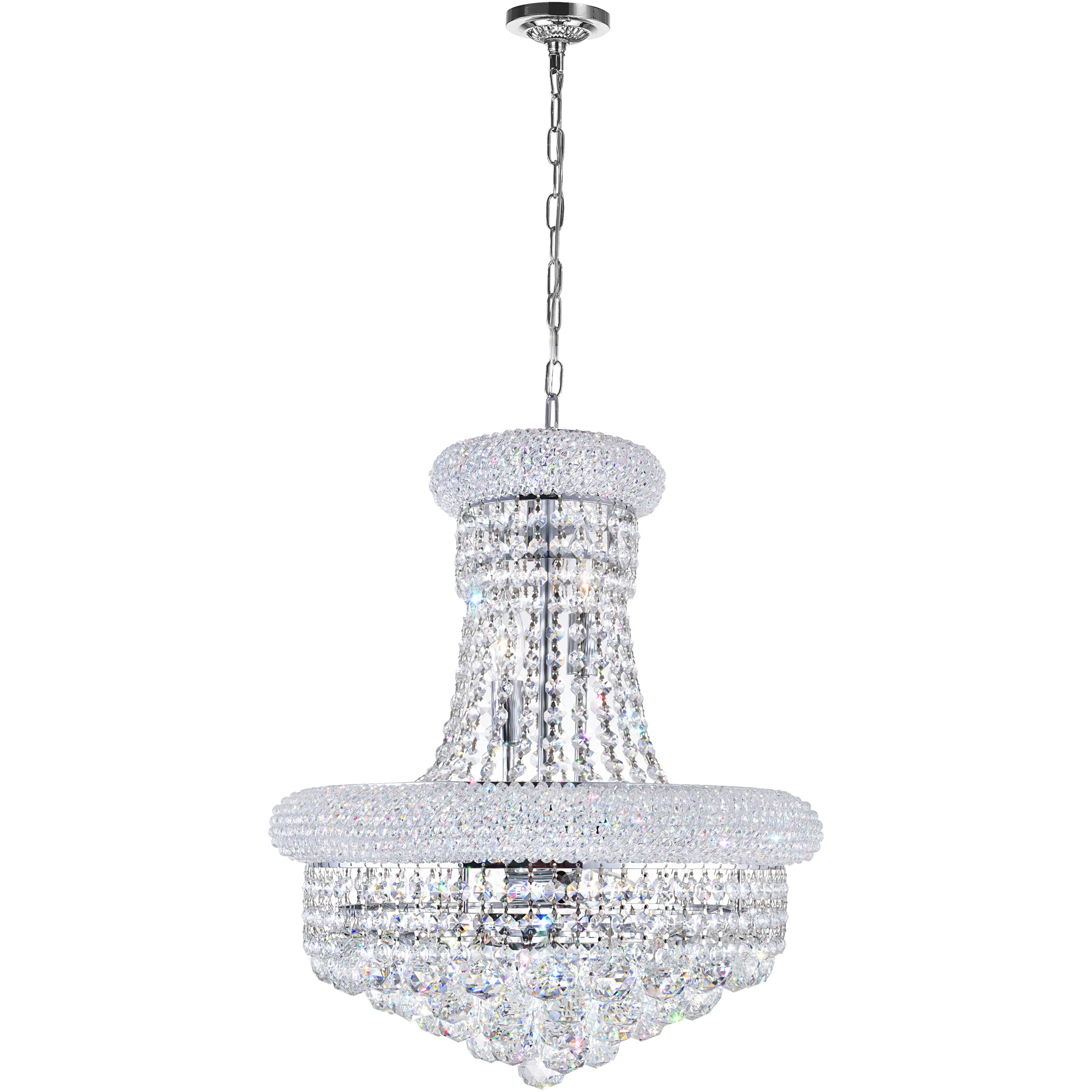 Empire 8 Light 18 inch Chrome Down Chandelier Ceiling Light
